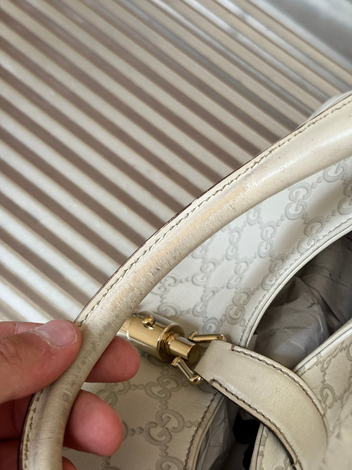 Gucci Guccissima Jackie Hobo Cream Soft Tote Bag