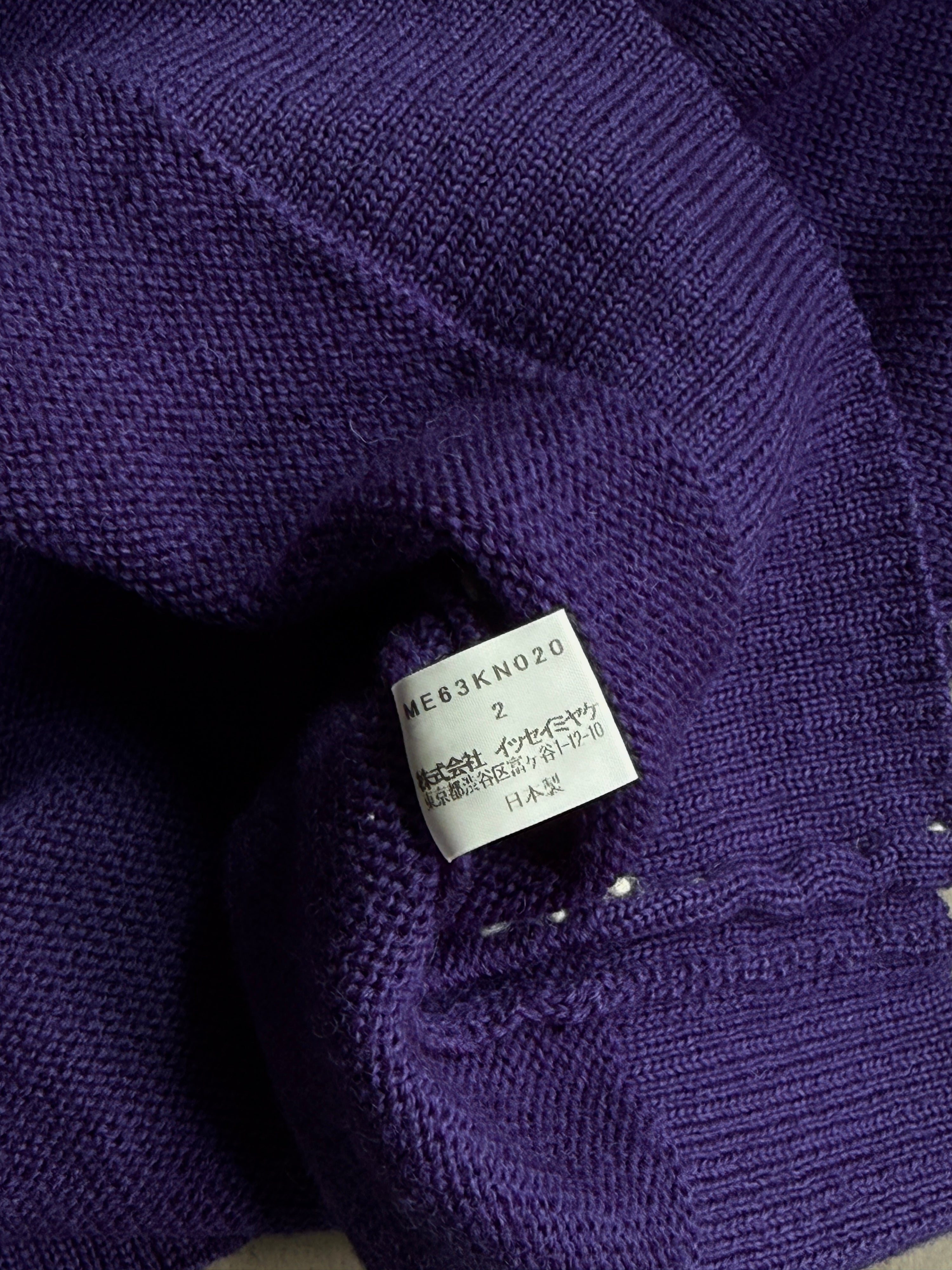 2000s Issey Miyake Men Contrast Stitch Wool Turtleneck Purple - M