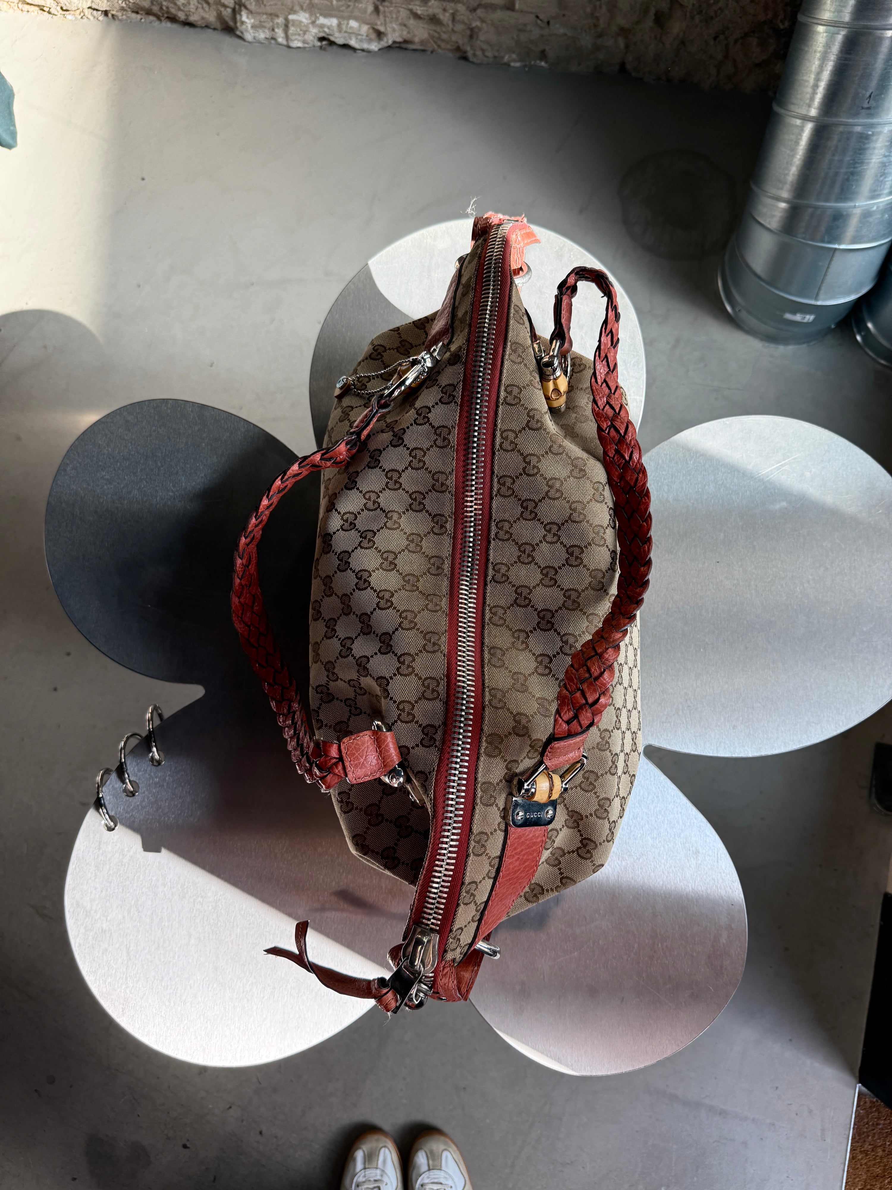 Vintage Gucci GG Bamboo Bar Shoulder Bag (Orange Braided Strap)