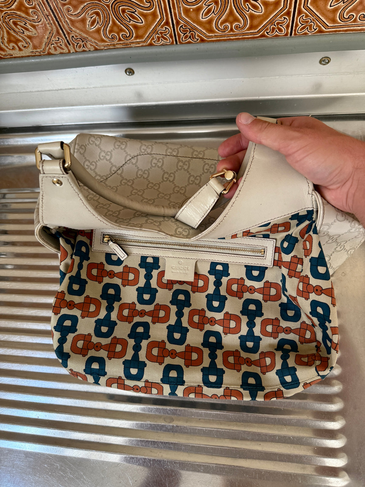 Gucci Guccissima Jackie Hobo Cream Soft Tote Bag