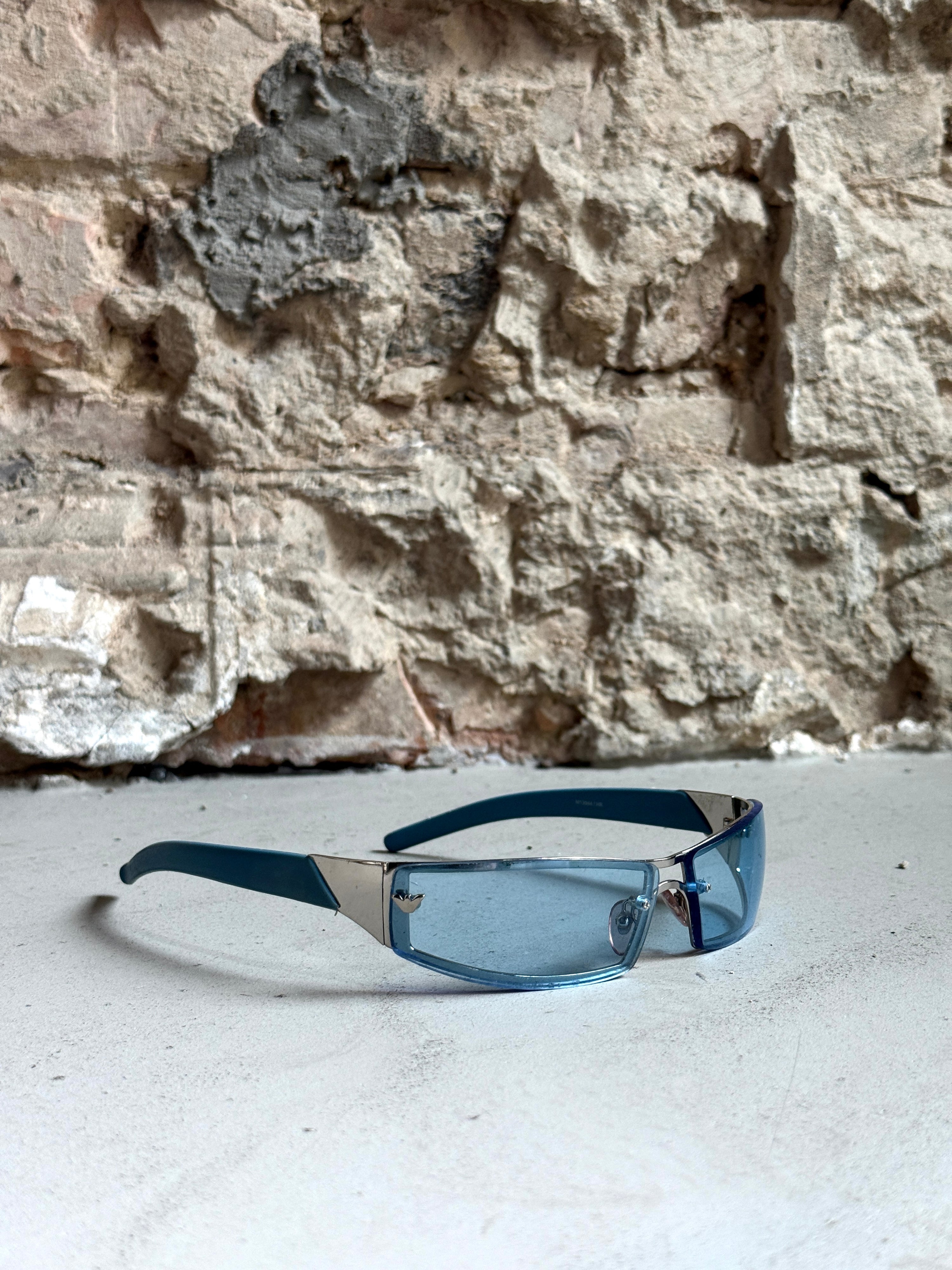 Vintage Emporio Armani Wrap Sunglasses Baby Blue