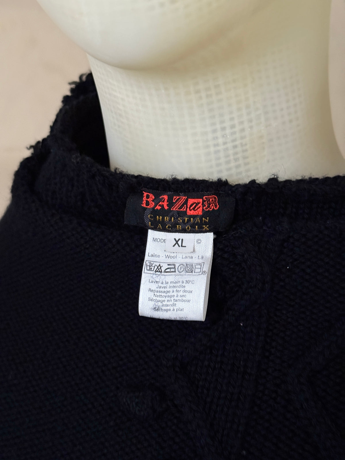 Vintage Bazar Christian Lacroix Chunky Black Geometric Knit - L