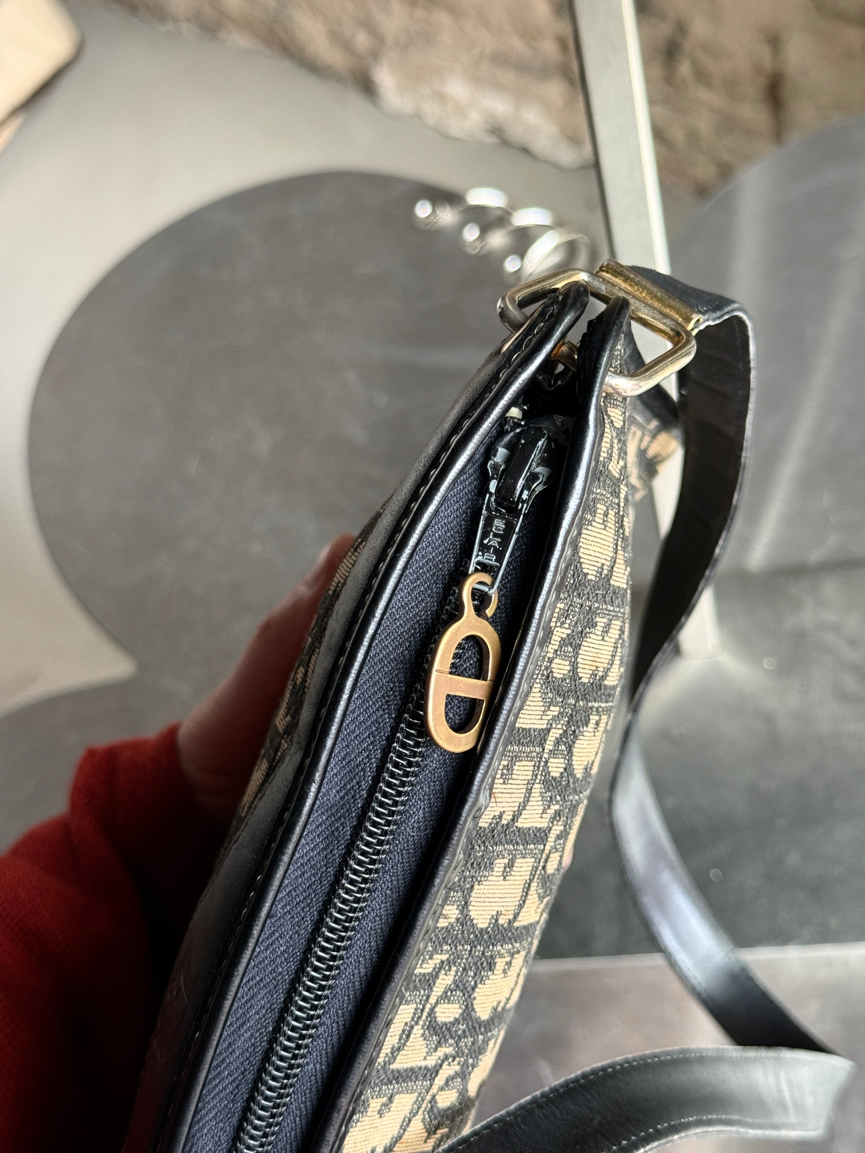 Vintage Dior Oblique Canvas Shoulder Bag