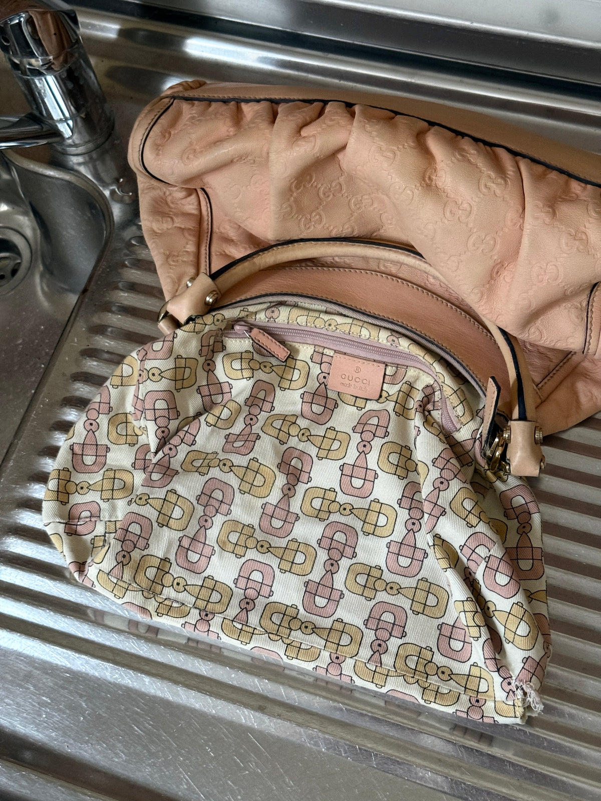 Gucci Guccissima Abbey D-Ring Small Leather Shoulder Bag Pink