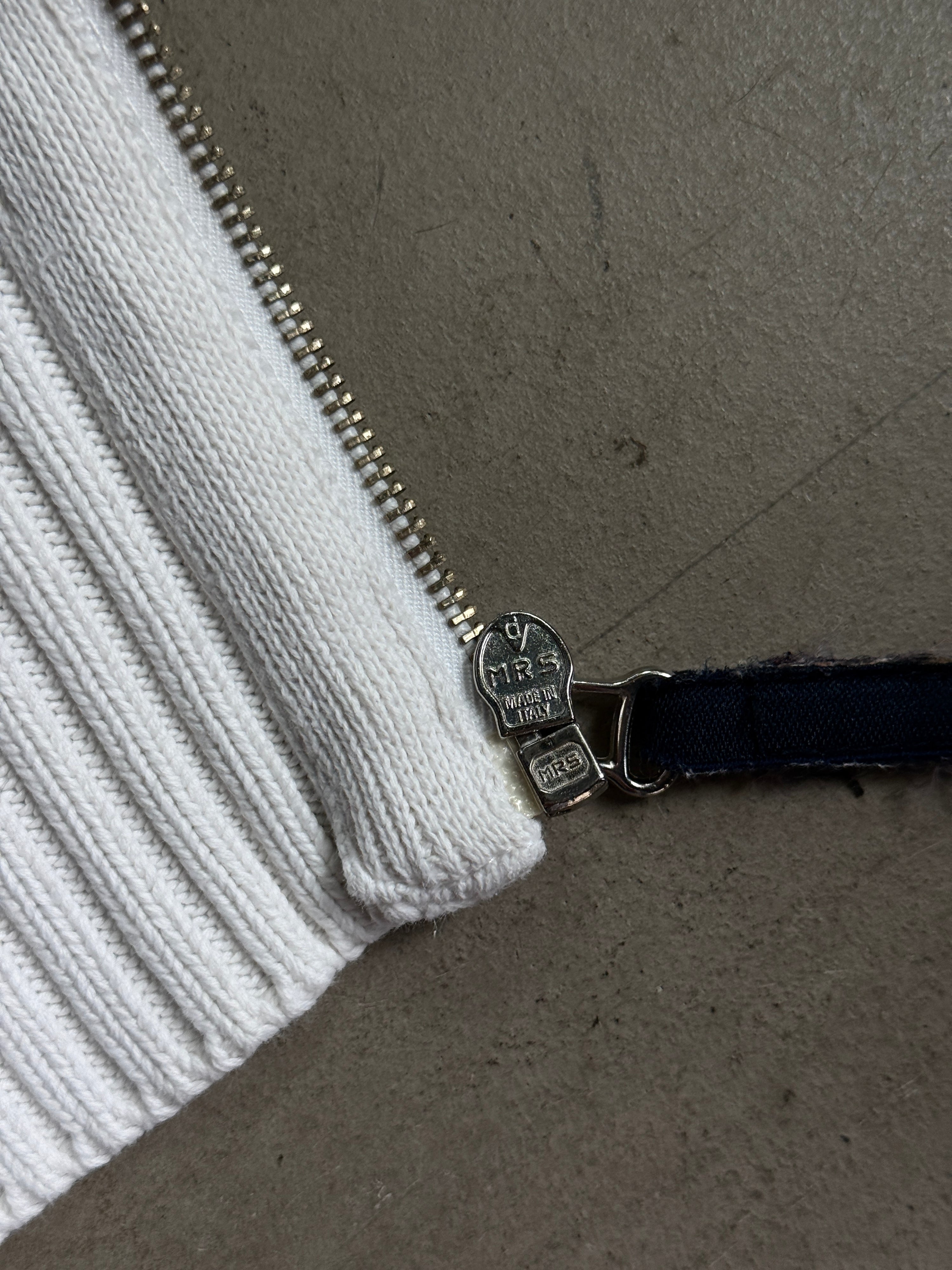 Vintage 2000s Dolce & Gabbana Ribbed Zip Up Knit Jacket White - S