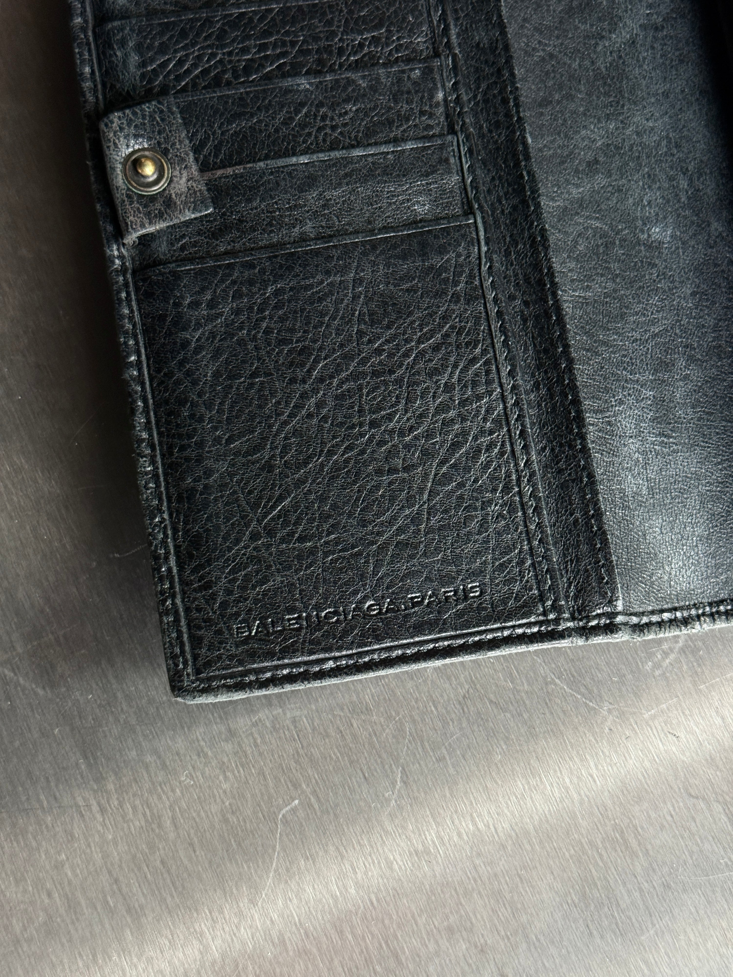 Vintage Balenciaga City Zip Around Long Wallet Black