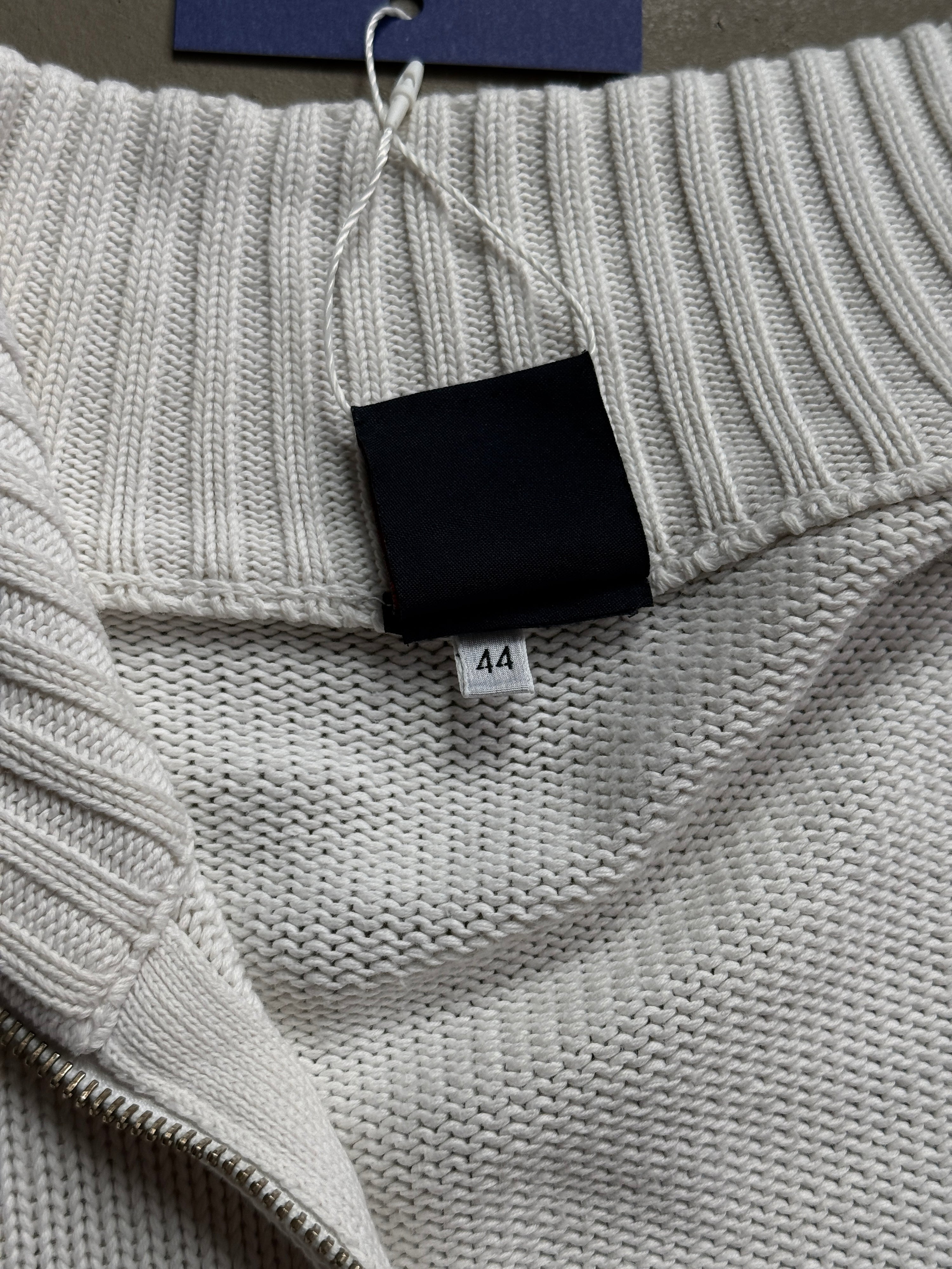Vintage 2000s Dolce & Gabbana Ribbed Zip Up Knit Jacket White - S