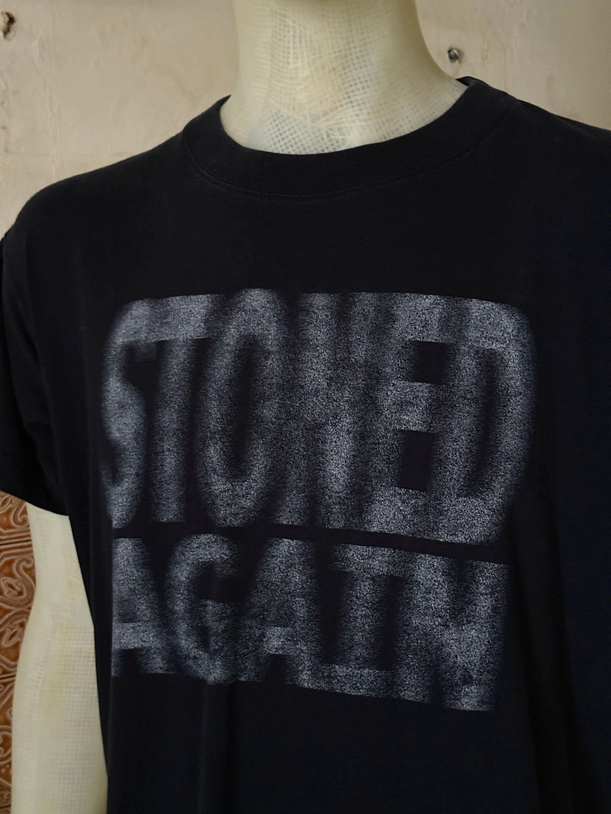 Vintage 2000s Faded Black "Stoned Again" T-Shirt - M