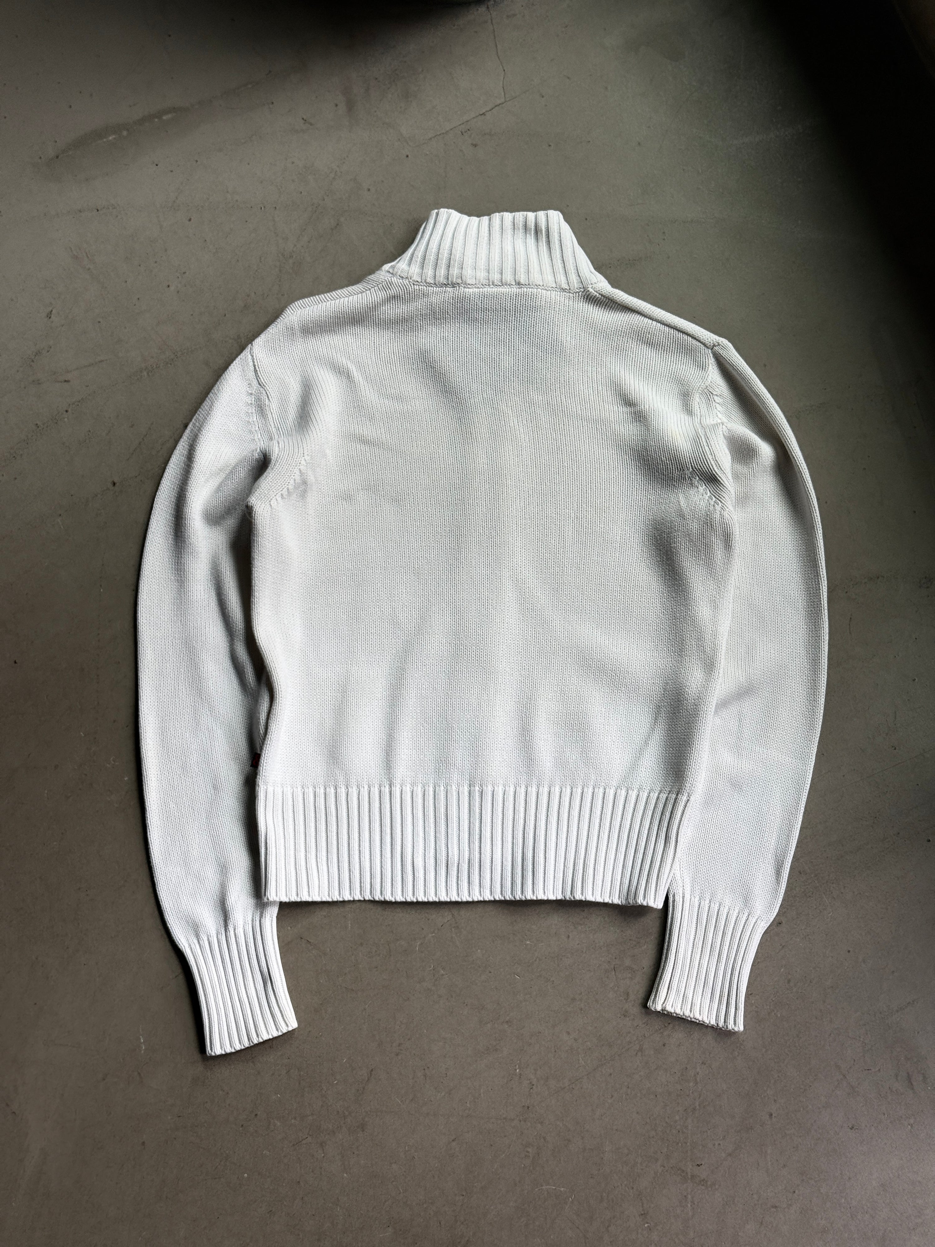 Vintage 2000s Dolce & Gabbana Ribbed Zip Up Knit Jacket White - S