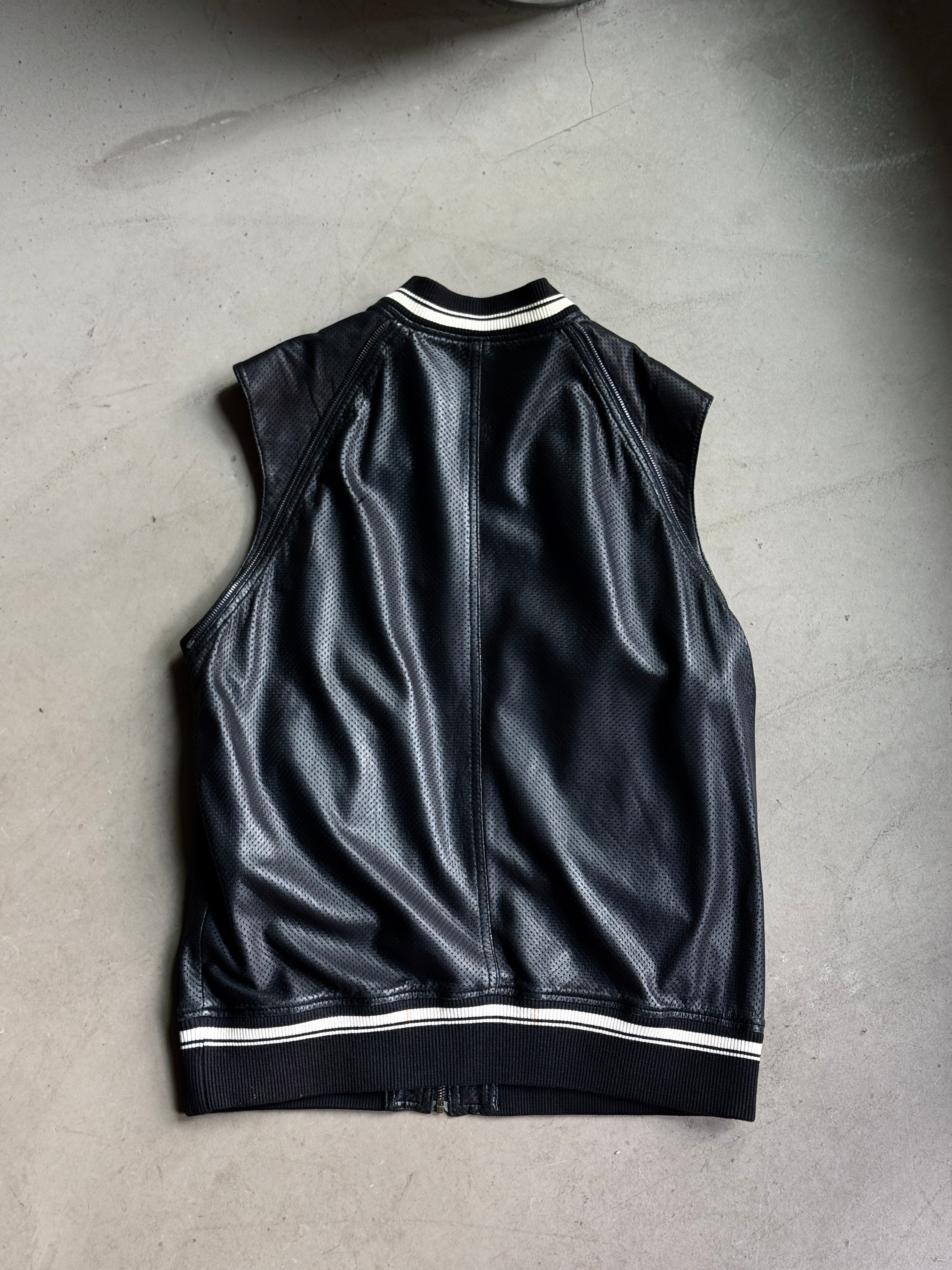 Vintage 2000s Dolce Gabbana “2 in 1” Leather Bomber Jacket Black - S