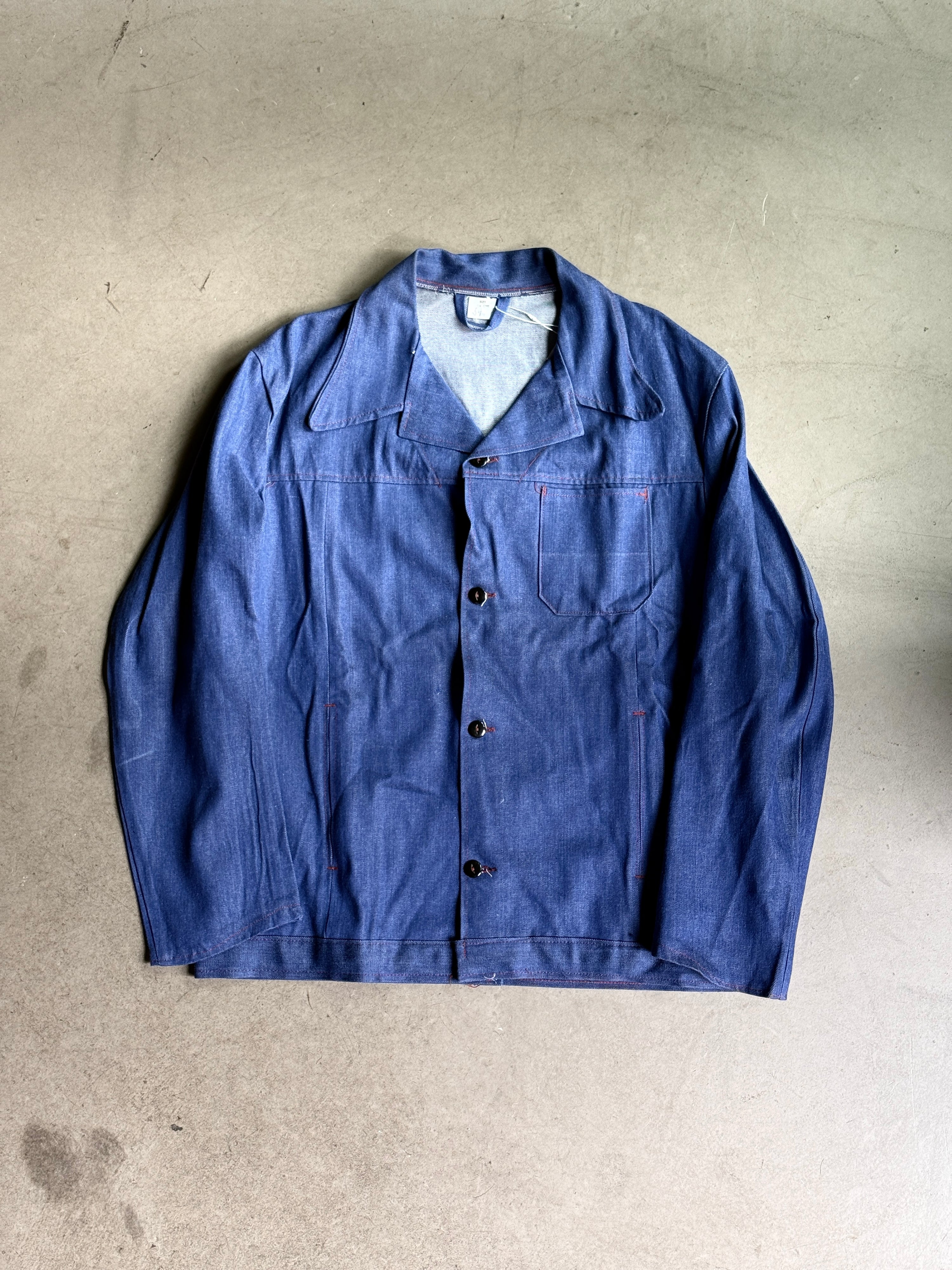 Vintage 1970s British Prison Workwear Chore Jacket Blue - XL