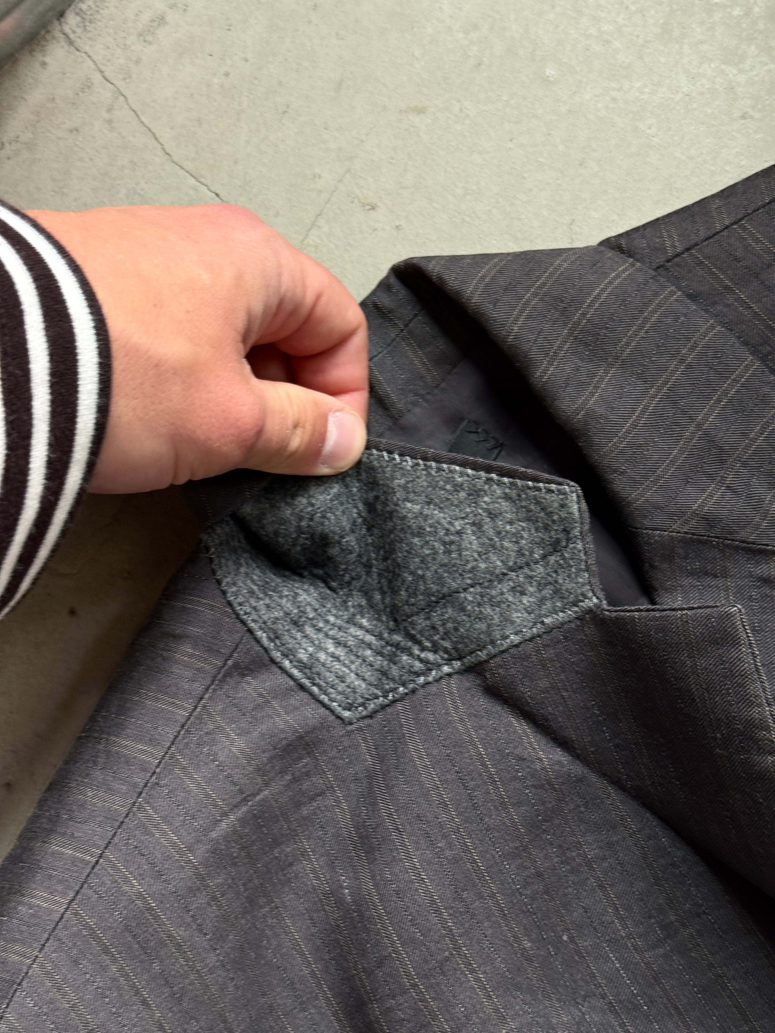 Vintage 2000s Marc Jacobs Pinstripe Ruffle Cropped Blazer
