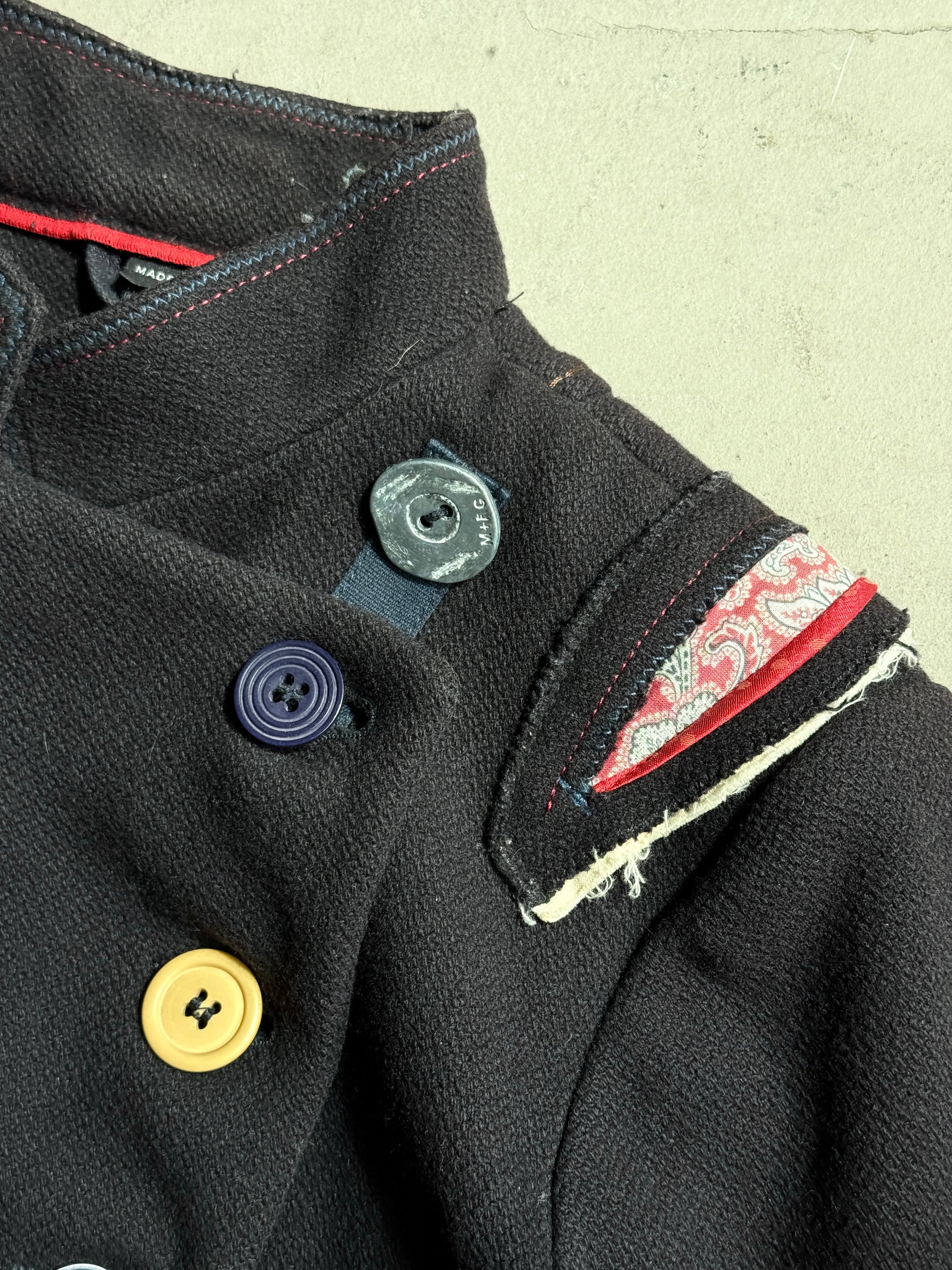 2000s Marithé + François Girbaud Asymmetrical Buttoned Black Officer Jacket - S