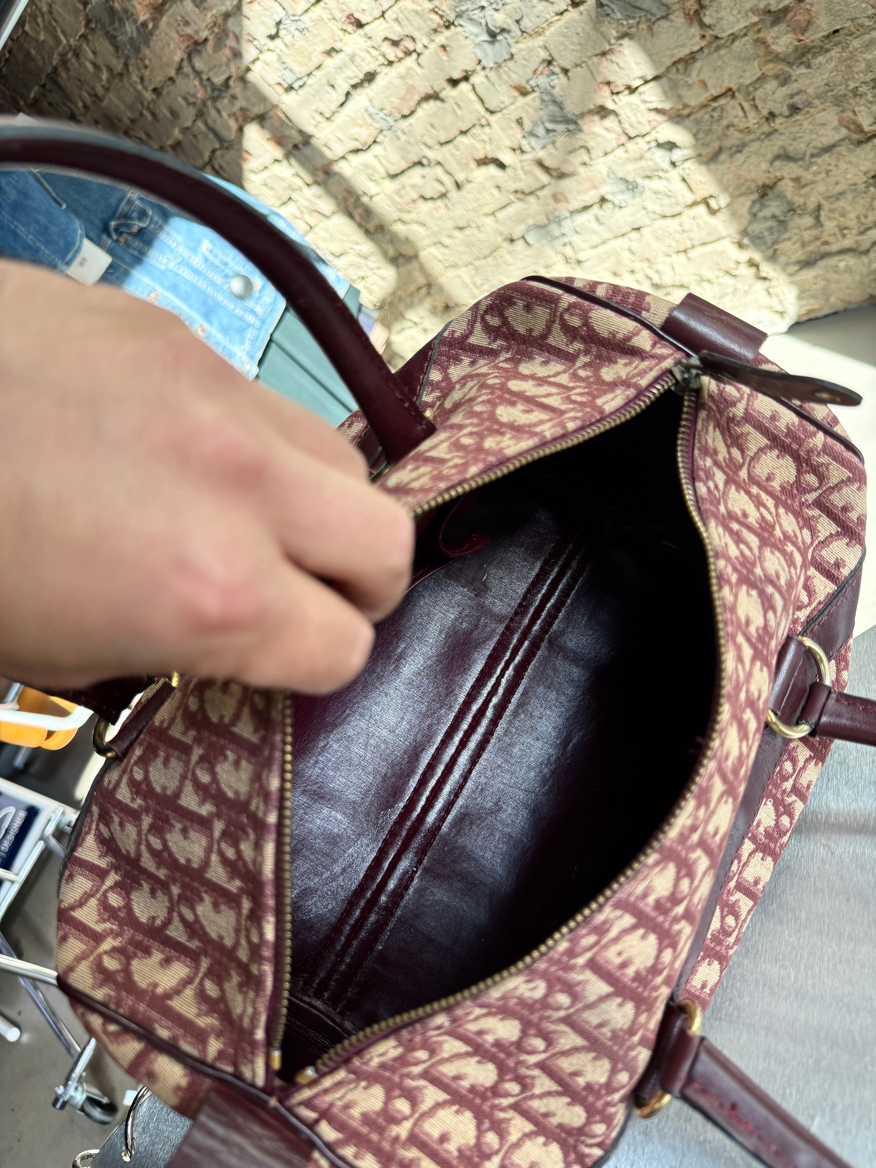 Vintage Dior Trotter Oblique Boston Bag Red