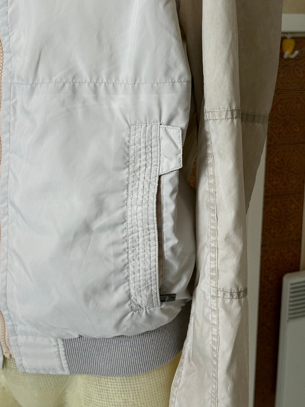 Vintage 2000s Versace Collection Light Grey Nylon Zip Up Jacket - M