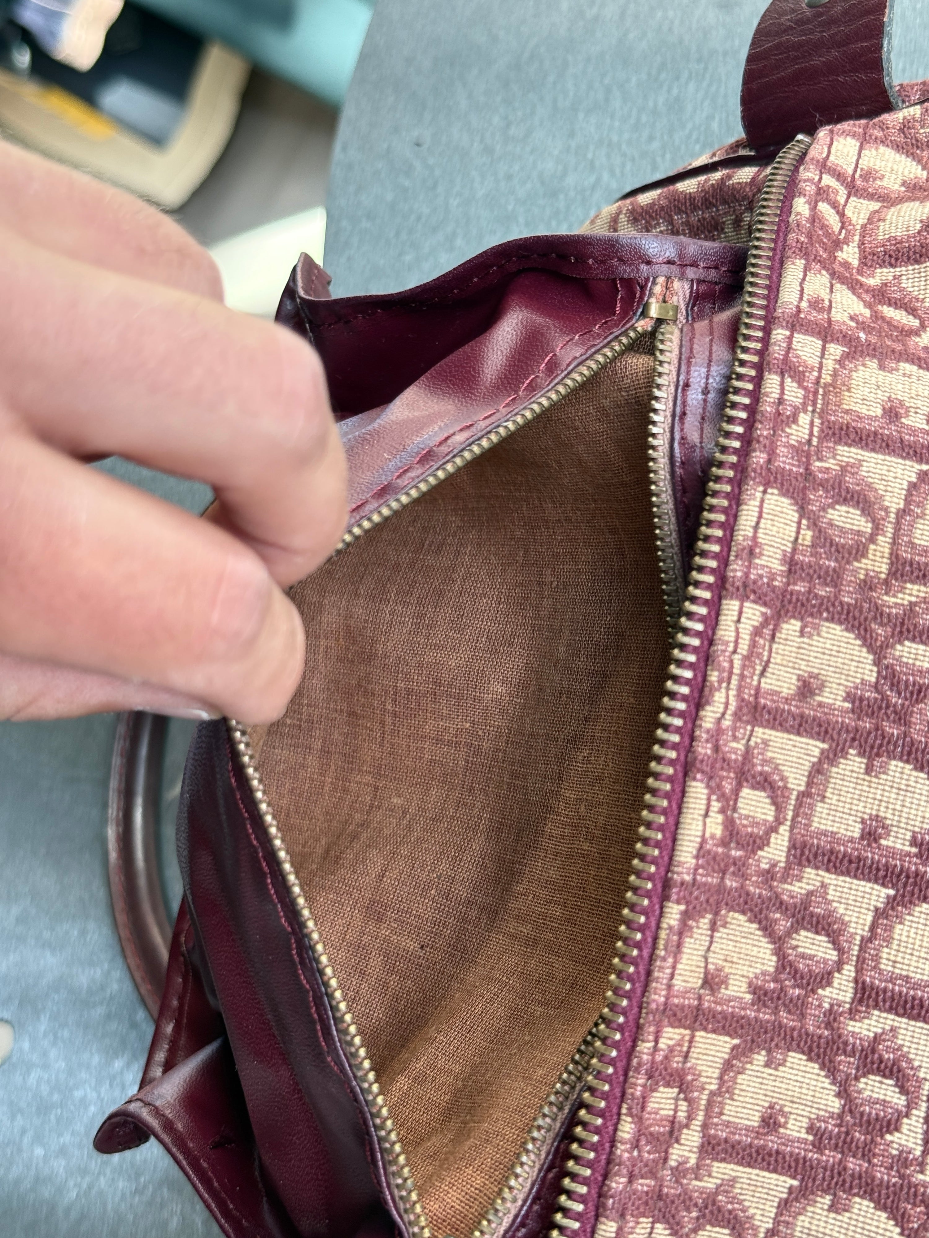 Vintage Dior Trotter Oblique Boston Bag Red