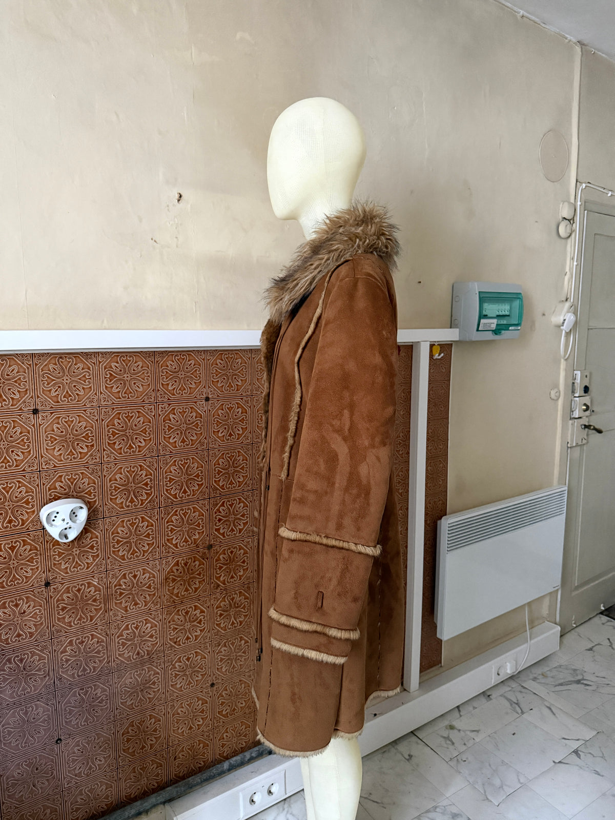 Vintage Balmain Faux Fur Brown Penny Lane Coat - XL