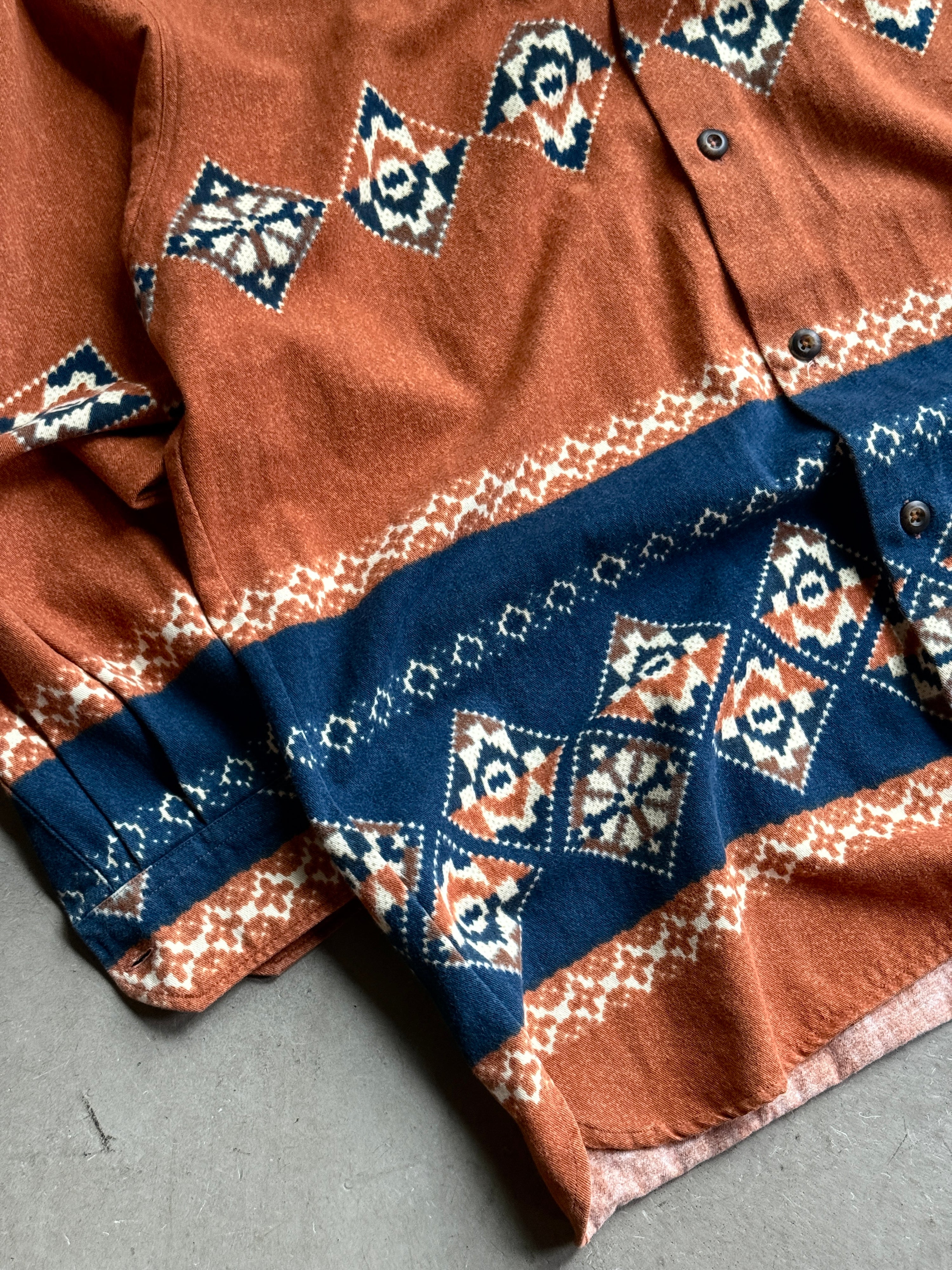 Vintage Hugo Boss Aztec Western Button Up Shirt Rust - XL