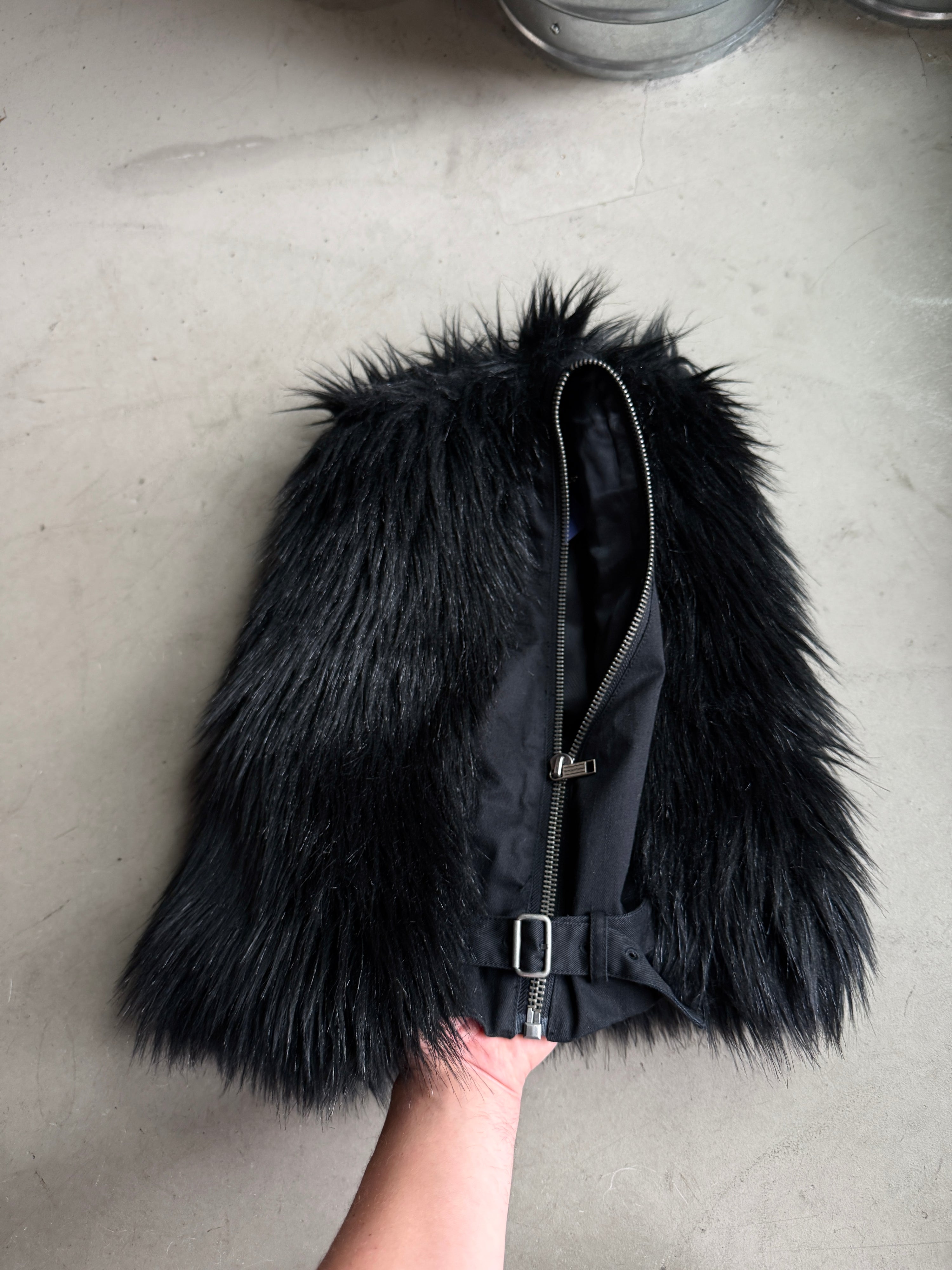 Vintage 2000s Diesel Faux Fur Vest Black - XS