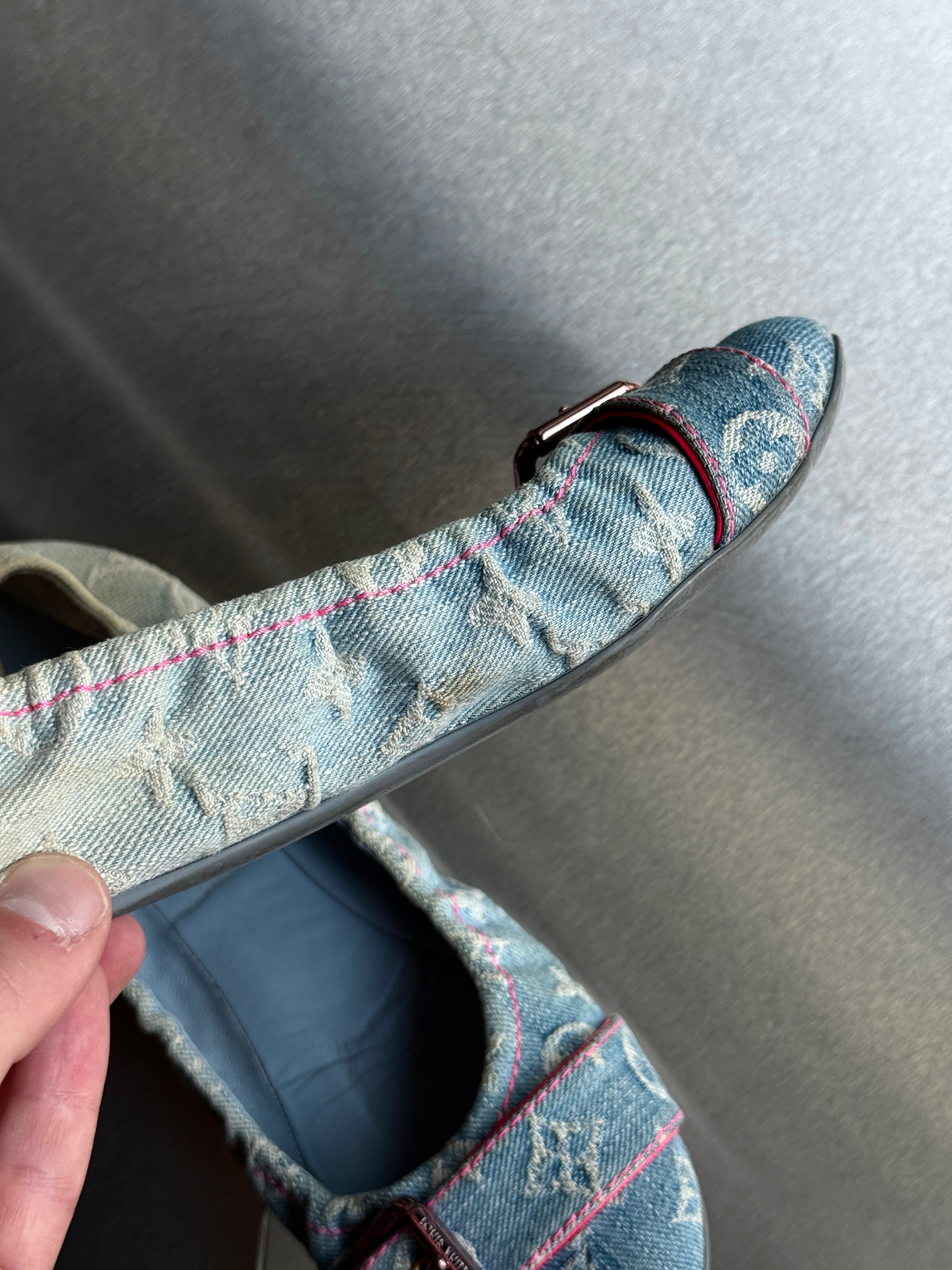 Louis Vuitton Blue Denim Ballet Flats (with Box) - EU 37.5