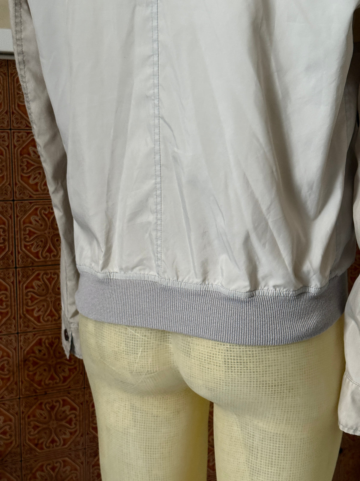 Vintage 2000s Versace Collection Light Grey Nylon Zip Up Jacket - M