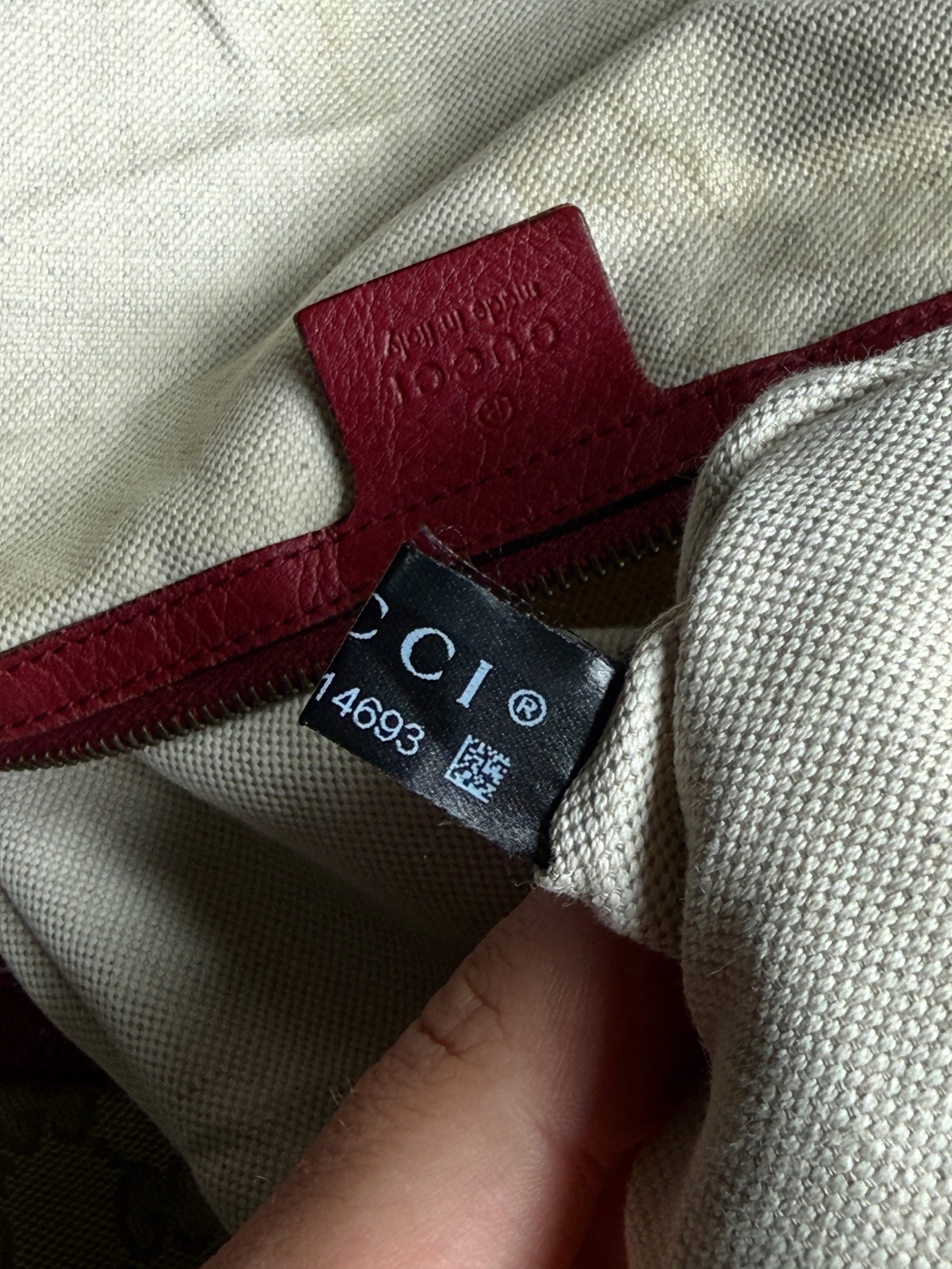 Vintage Small Gucci Hobo Bag Beige / Red