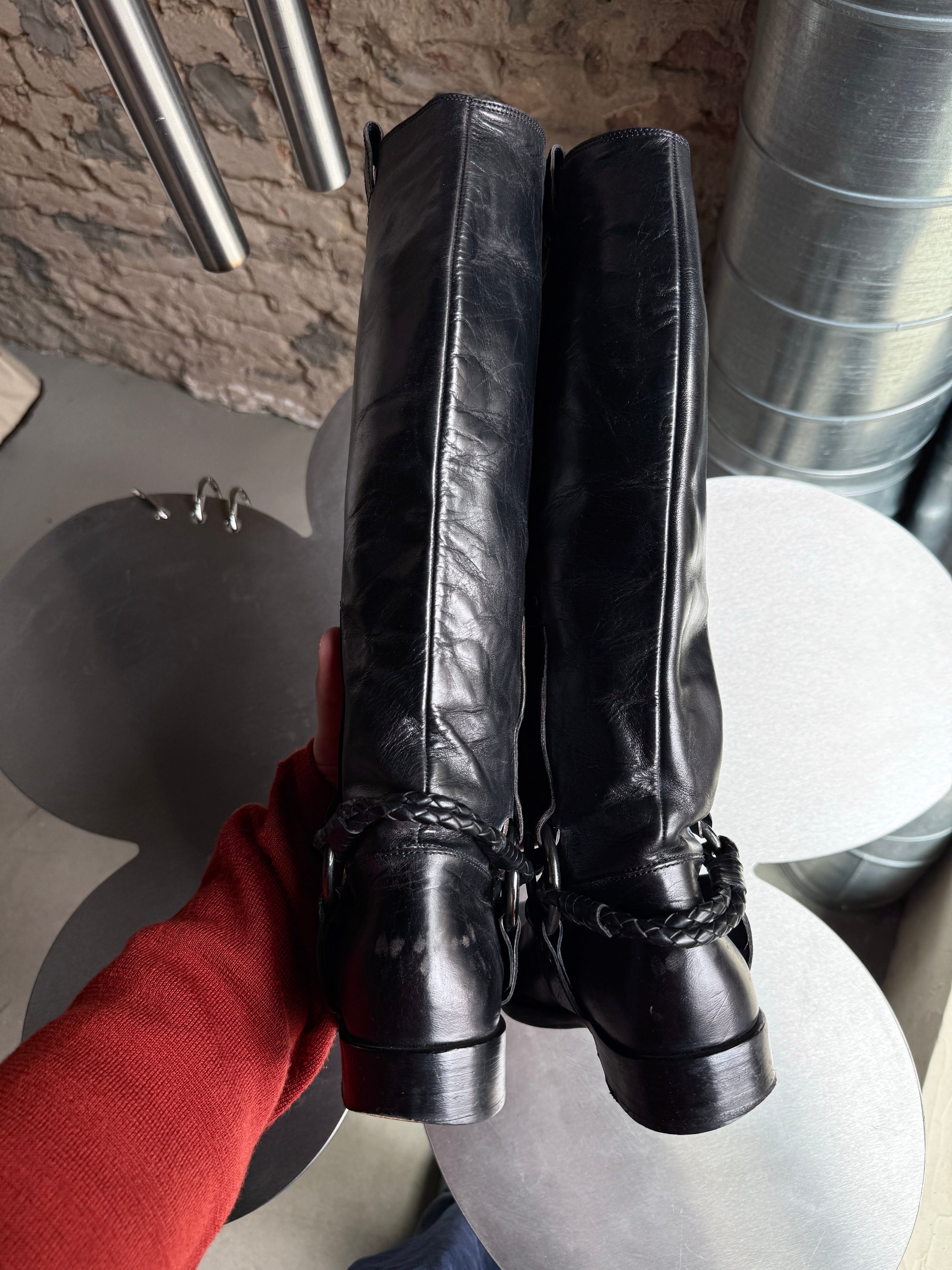 Bottega Veneta Leather Biker Boots Black - EU34