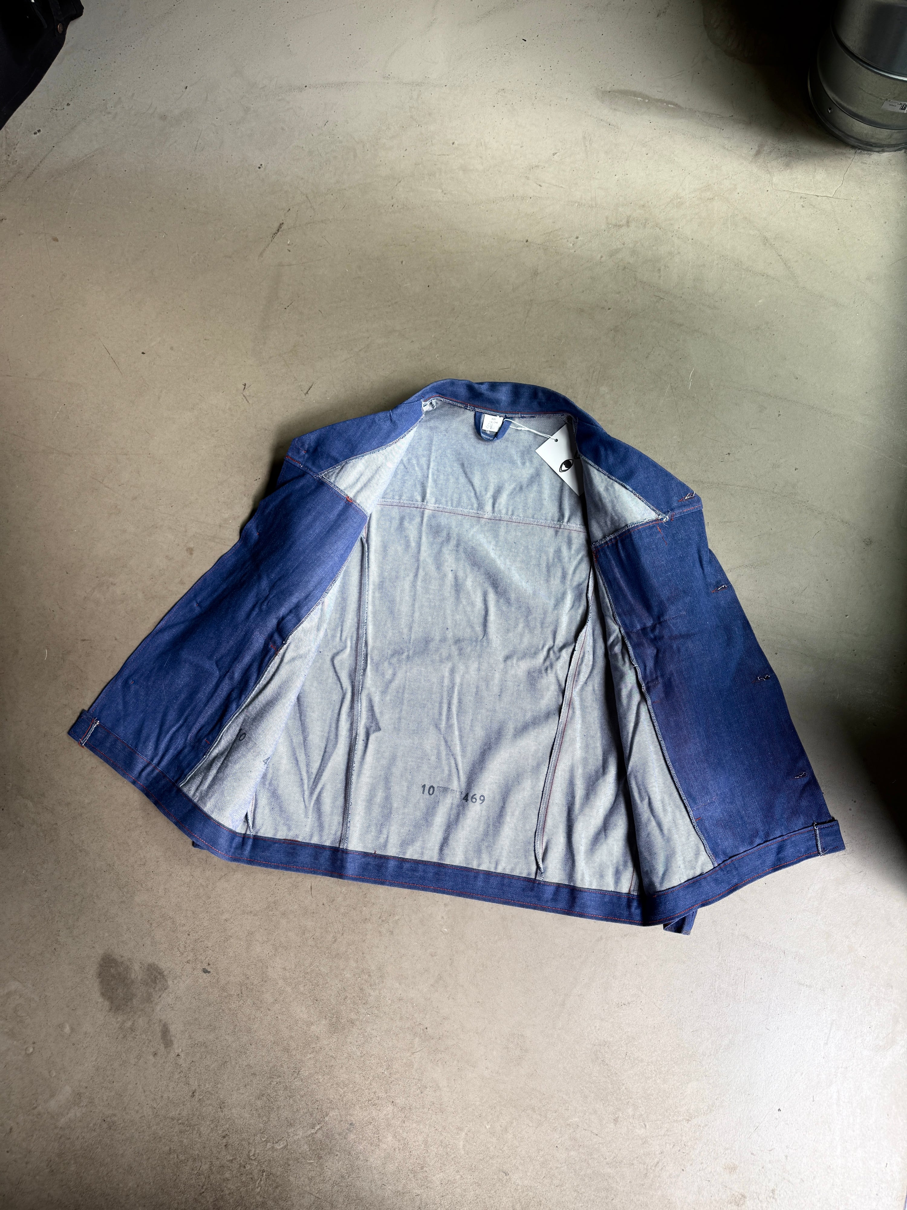 Vintage 1970s British Prison Workwear Chore Jacket Blue - XL