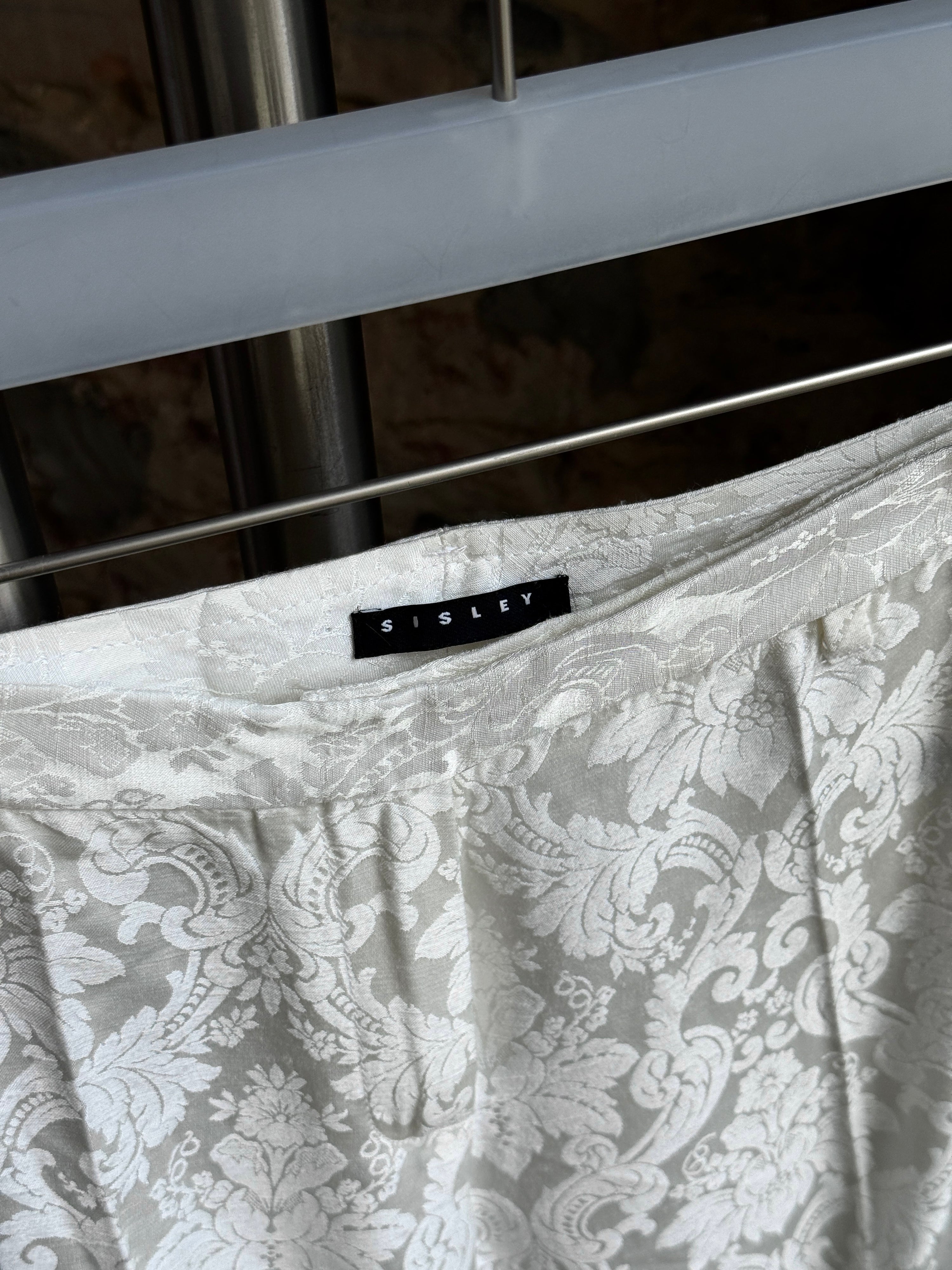 2000s Sisley Lace Floral Trousers White - W27 L28