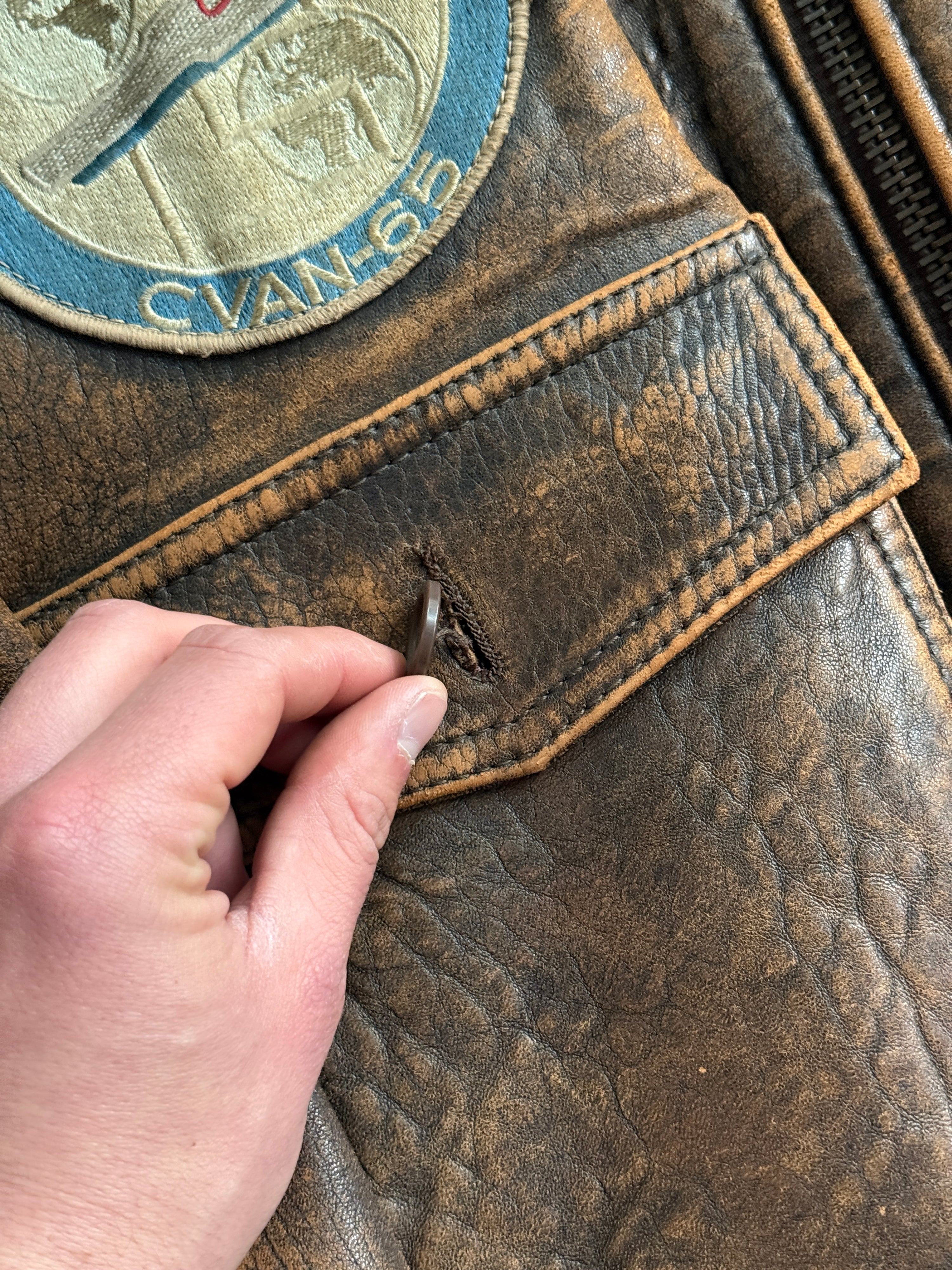 1980s Avirex G-1 Leather Flight Jacket Brown - M