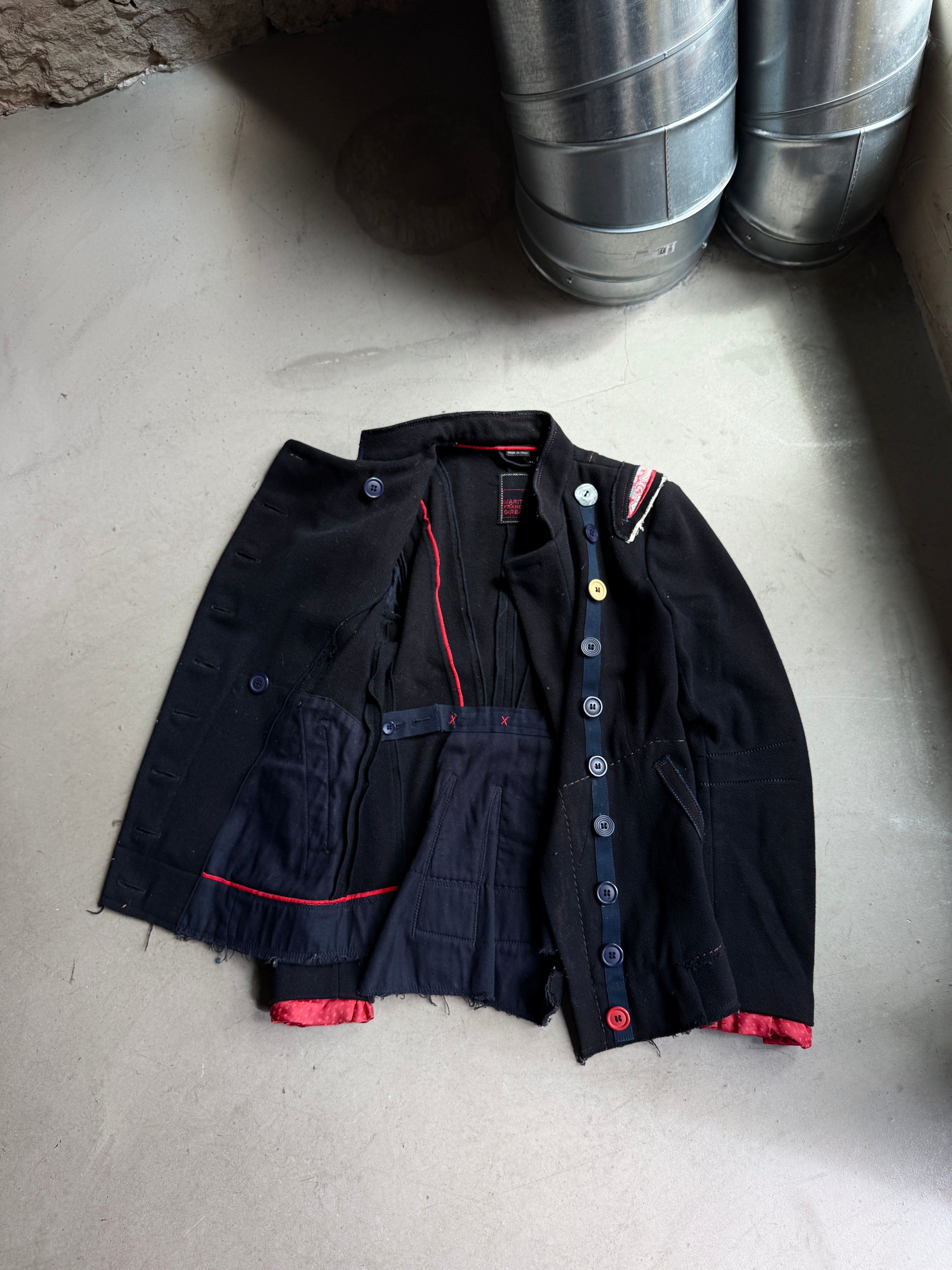 2000s Marithé + François Girbaud Asymmetrical Buttoned Black Officer Jacket - S