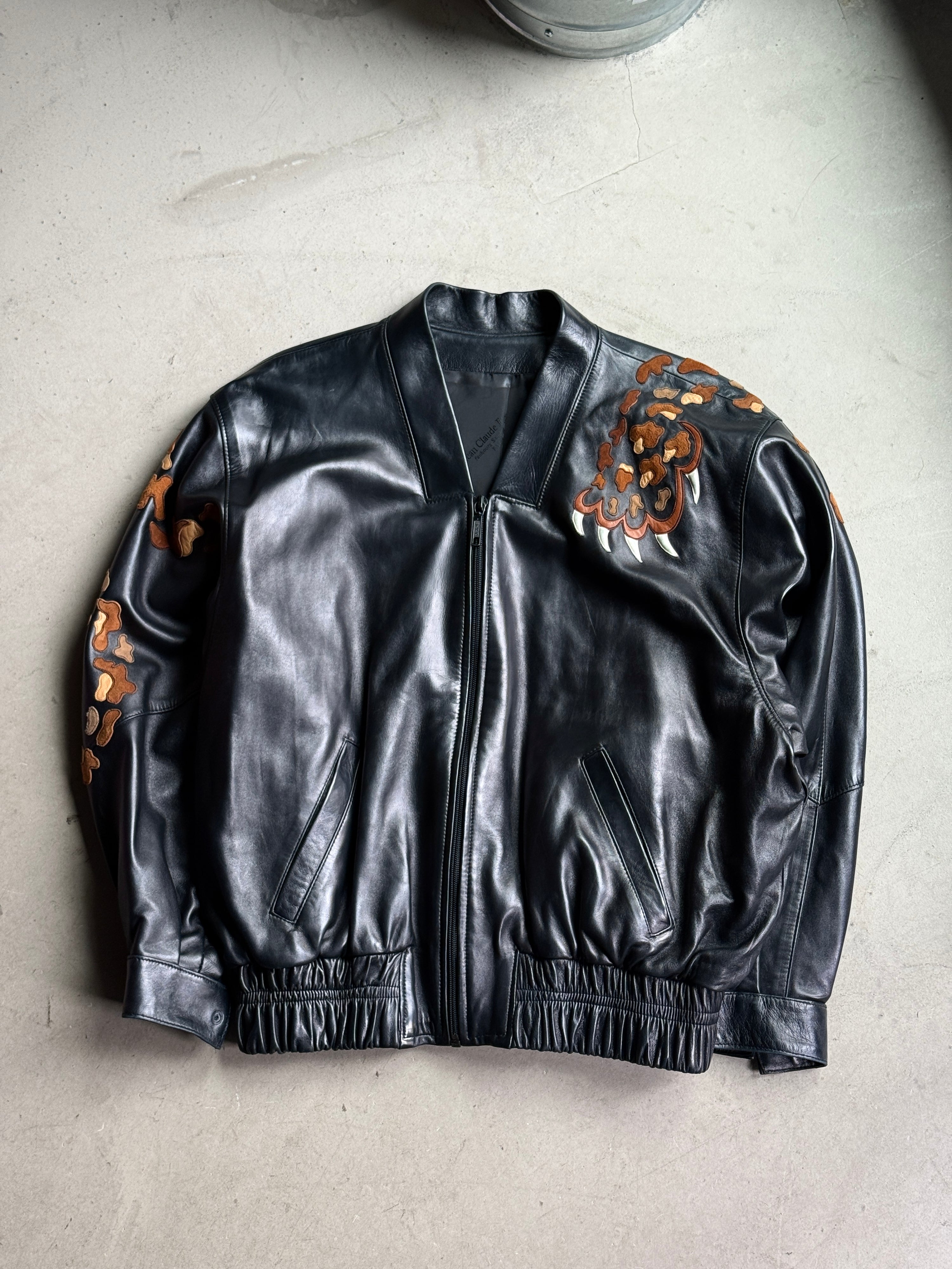 Vintage Jean Claude Jitrois Leopard Leather Jacket Black - M