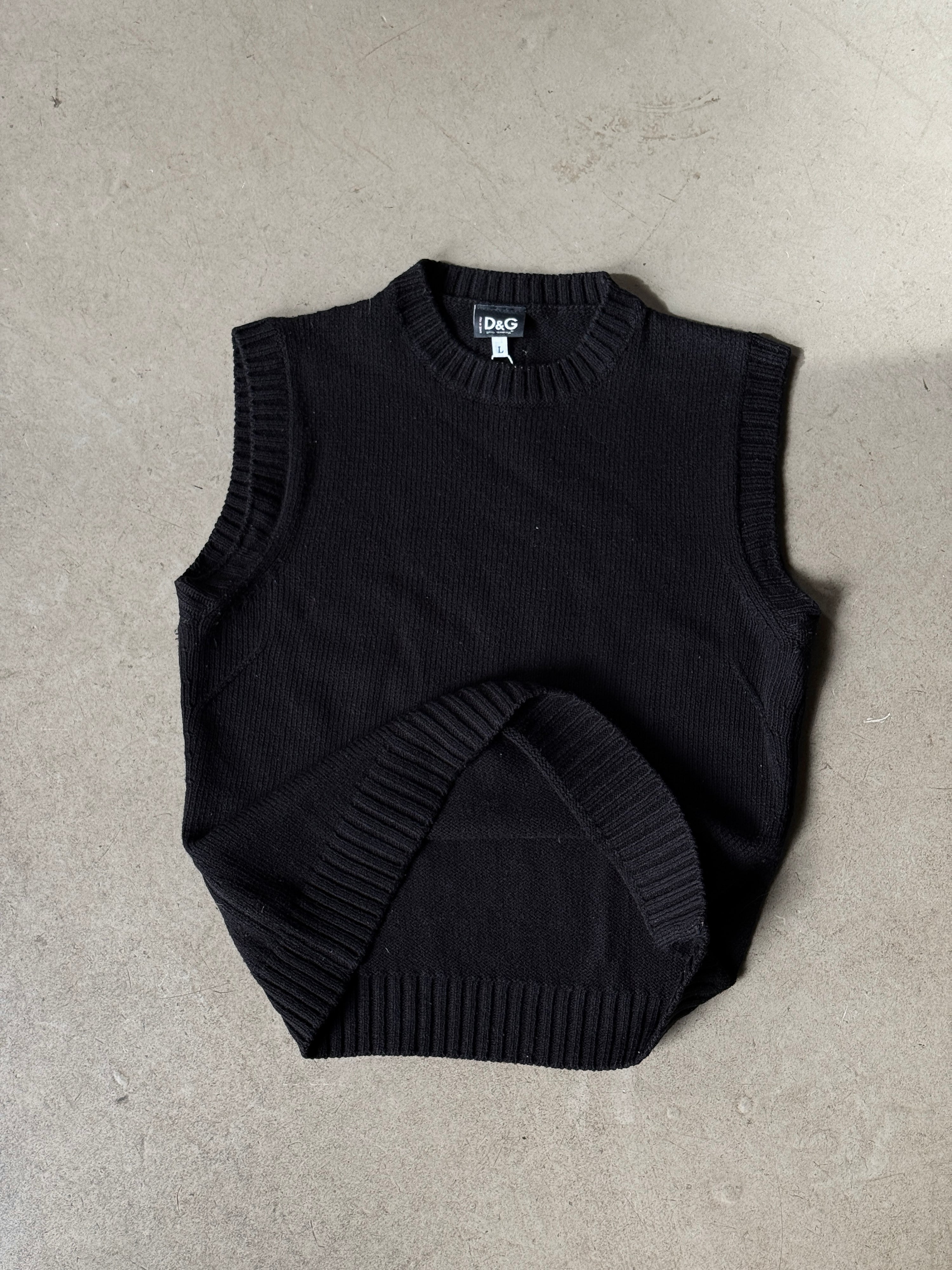 Vintage Dolce & Gabbana Wool Sweater Vest Black - S