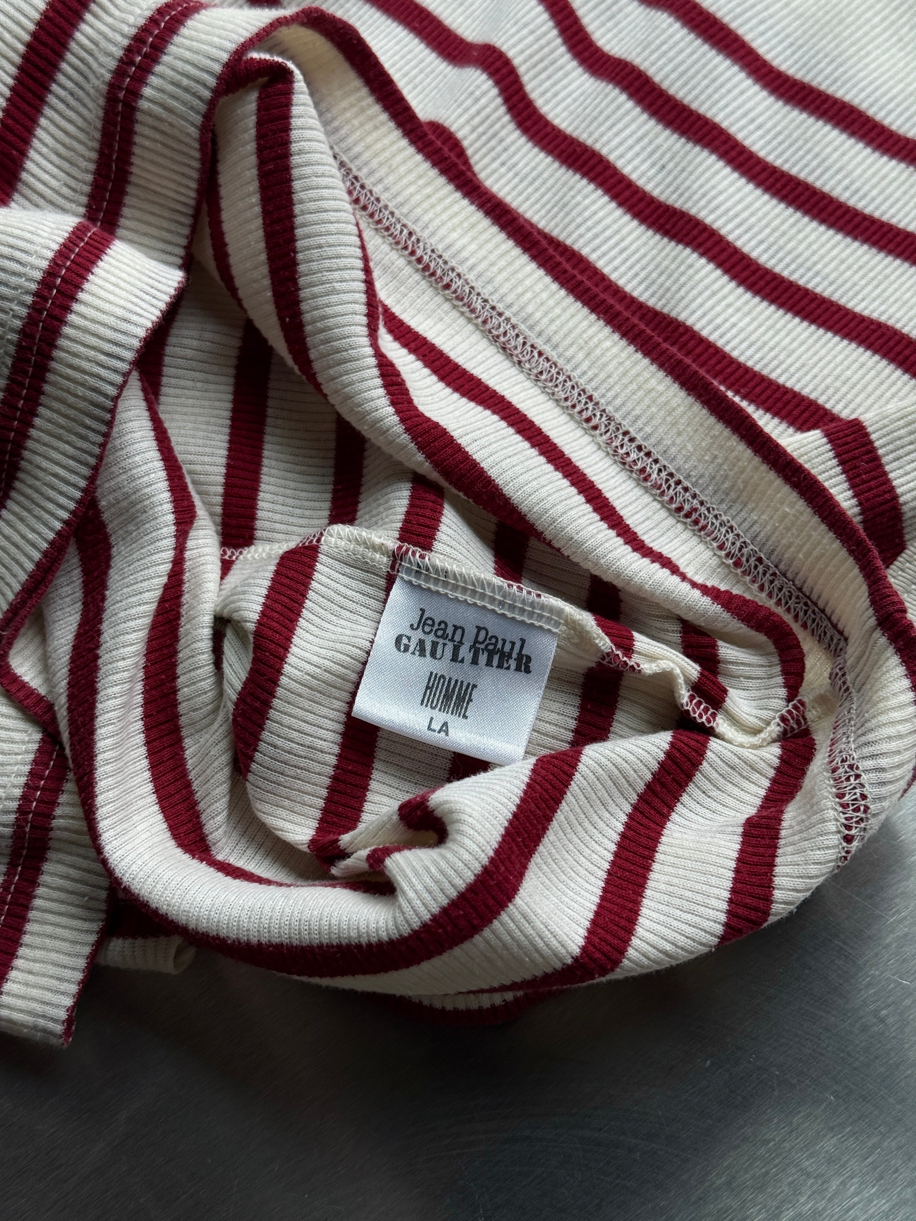 Vintage 1990s Jean Paul Gaultier Homme Striped Sailor Tank Top White/Red - S