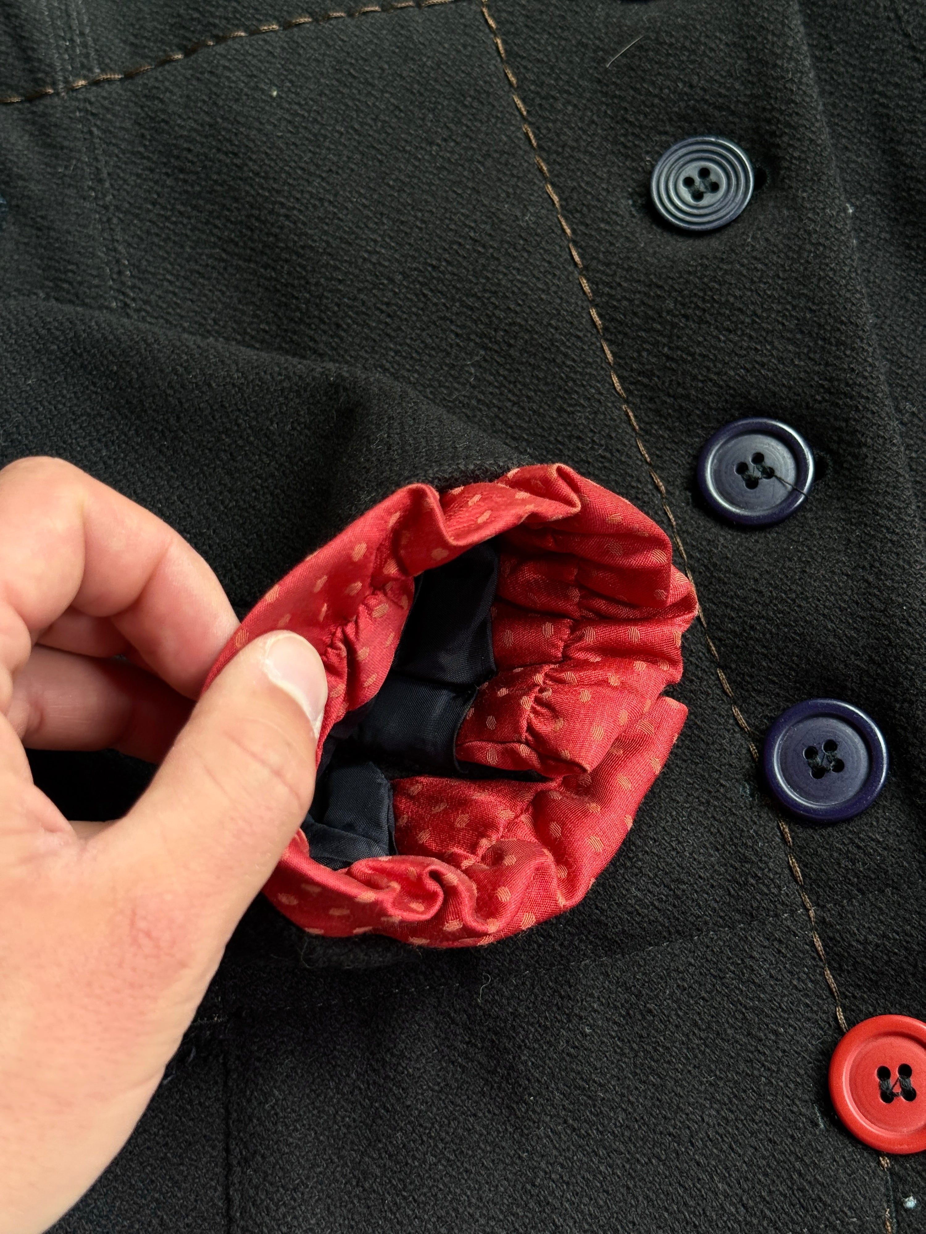 2000s Marithé + François Girbaud Asymmetrical Buttoned Black Officer Jacket - S