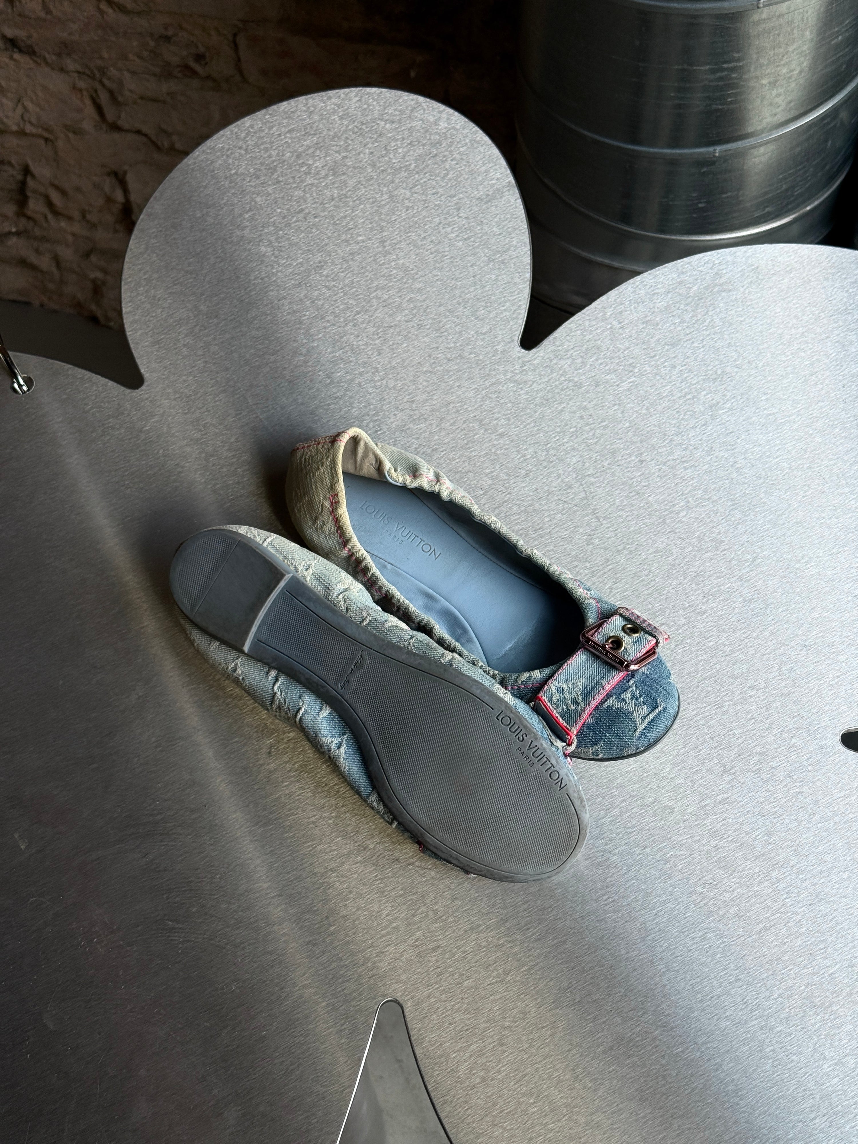 Louis Vuitton Blue Denim Ballet Flats (with Box) - EU 37.5