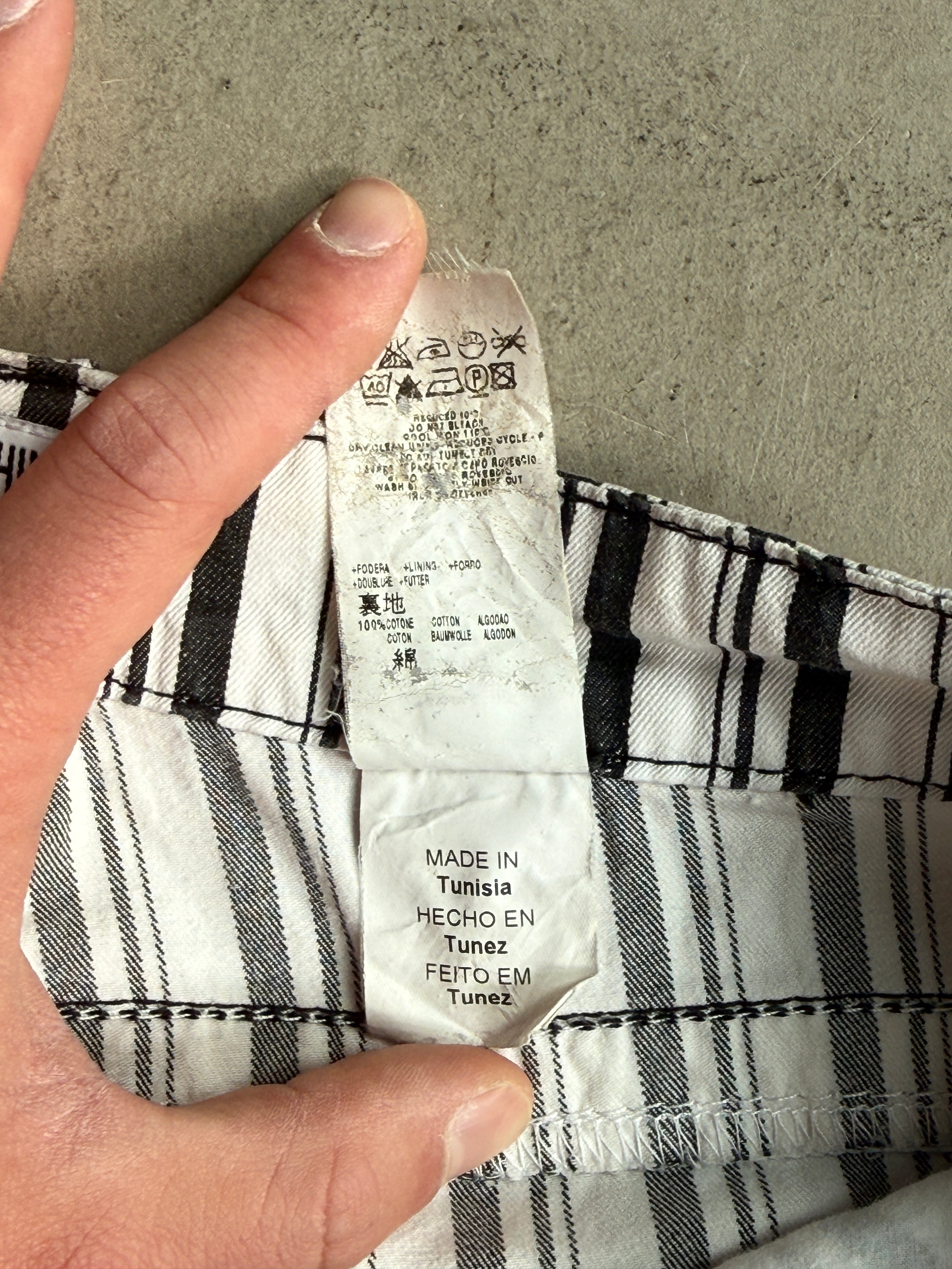 Vintage Moschino "Barcode" Print Striped Capris White/Black - W31 L26