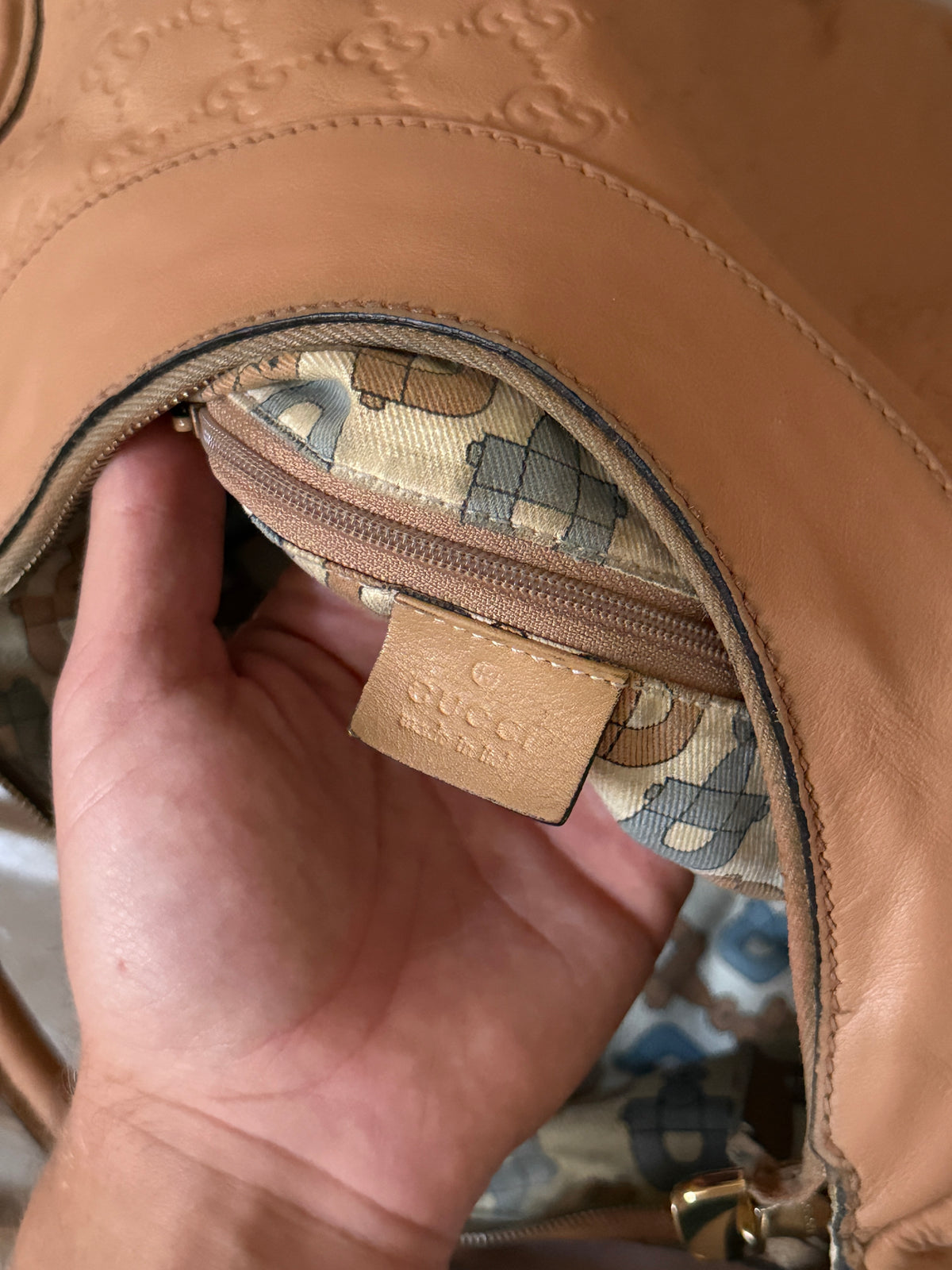 Gucci Guccissima Large Abbey D-Ring Tan Shoulder Bag