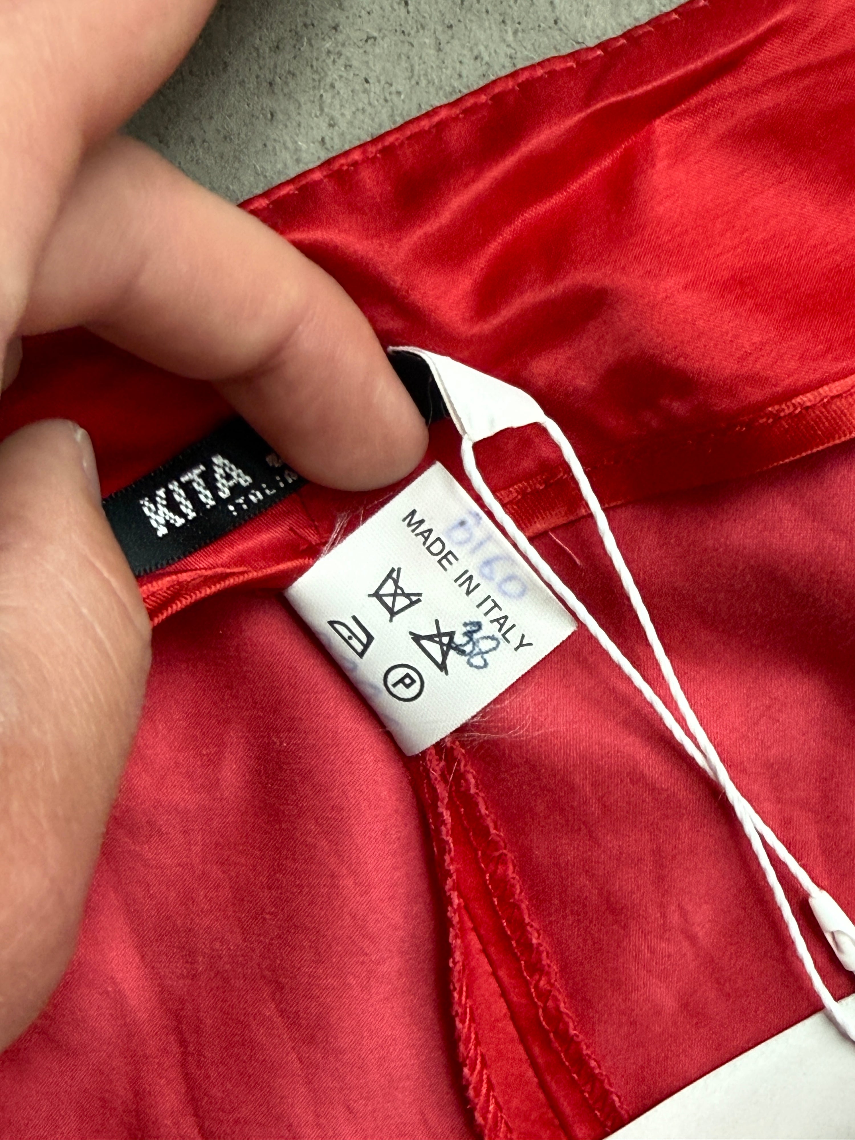 Vintage Kita Jay Italia Viscose Red Flared Trousers Red - W31 L35