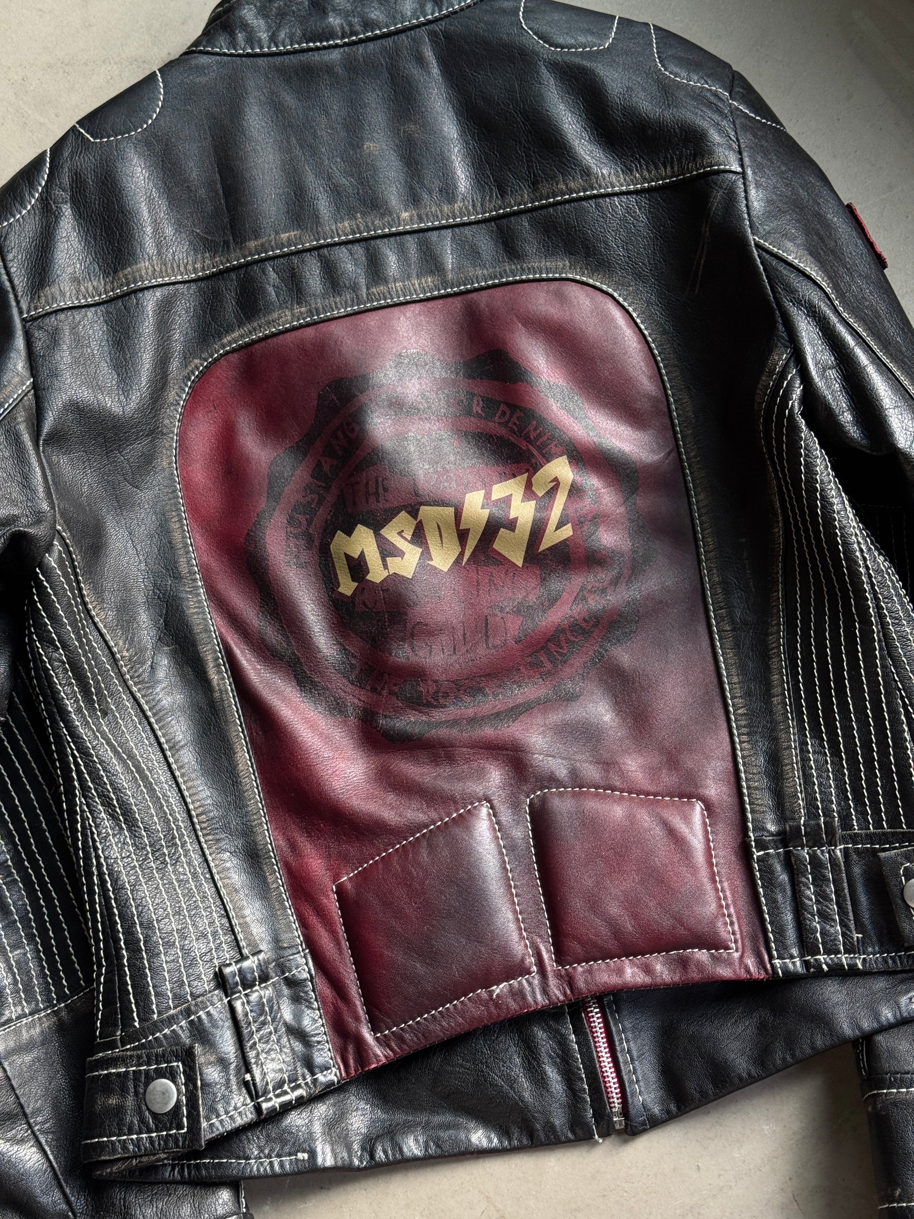 Vintage Mustang "MSD32" Biker Leather Jacket Black - S
