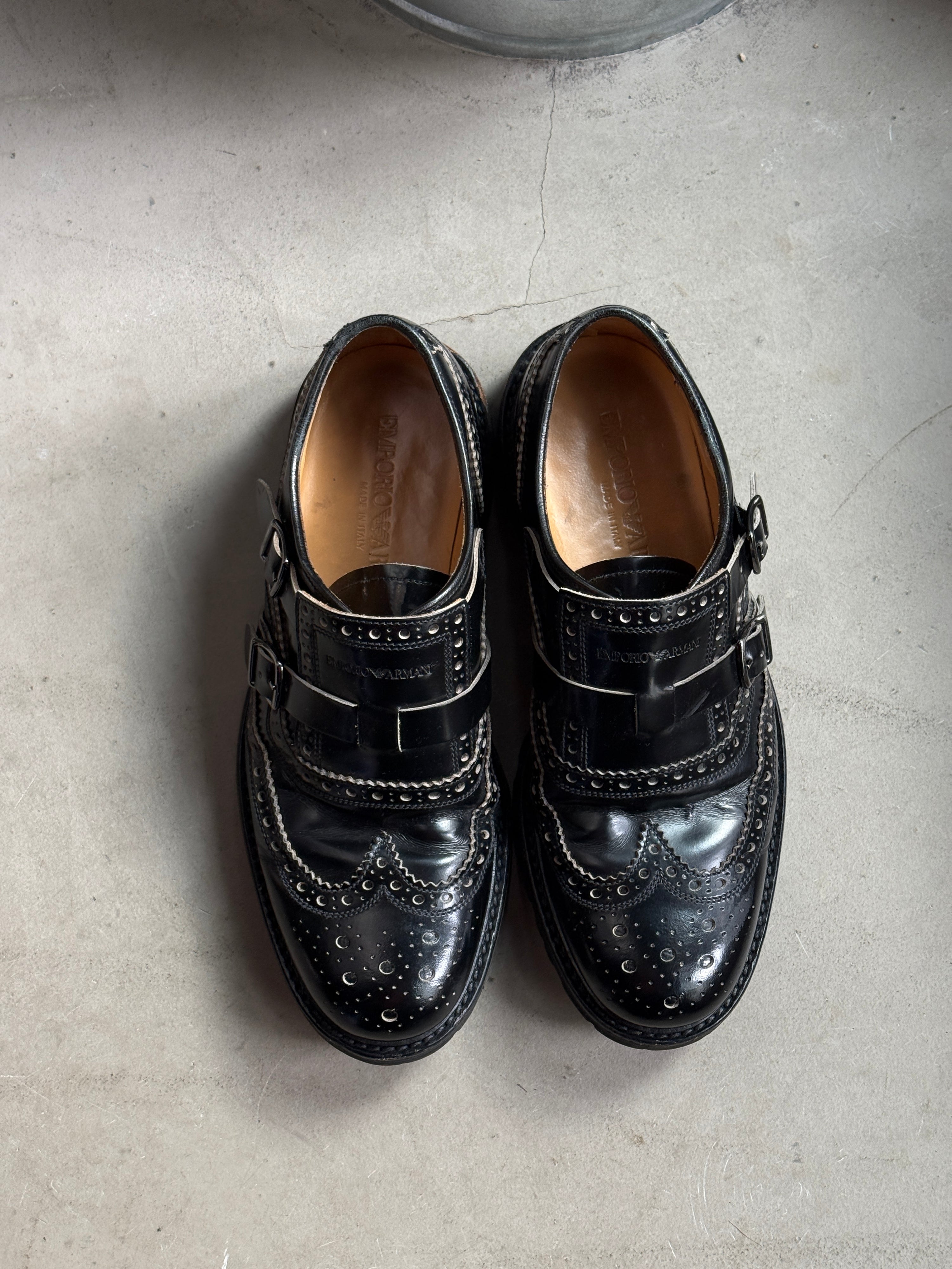 Emporio Armani Double Strap Monk Leather Shoes - EU 40