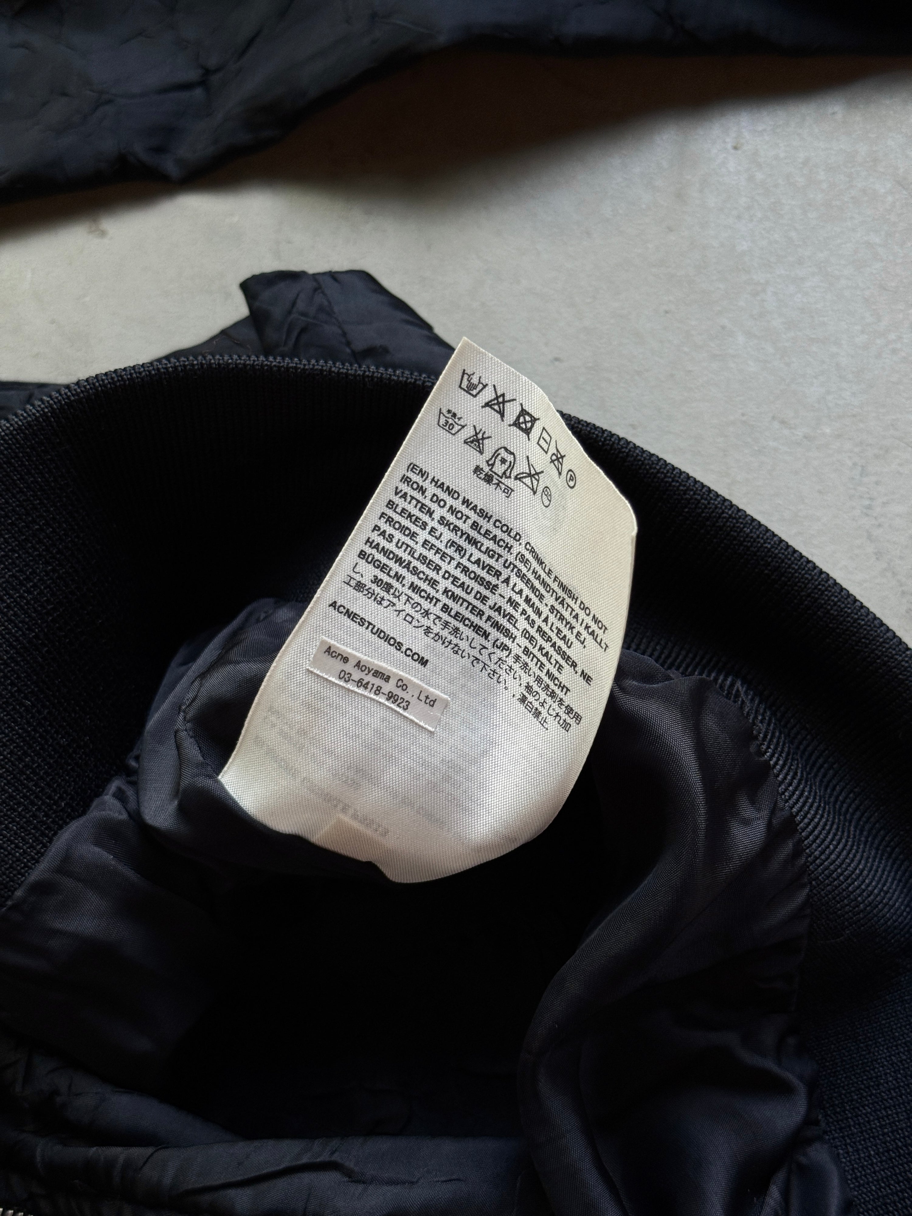 Acne Studios "Blanche Crinkle " Cropped Bomber Jacket Black - S