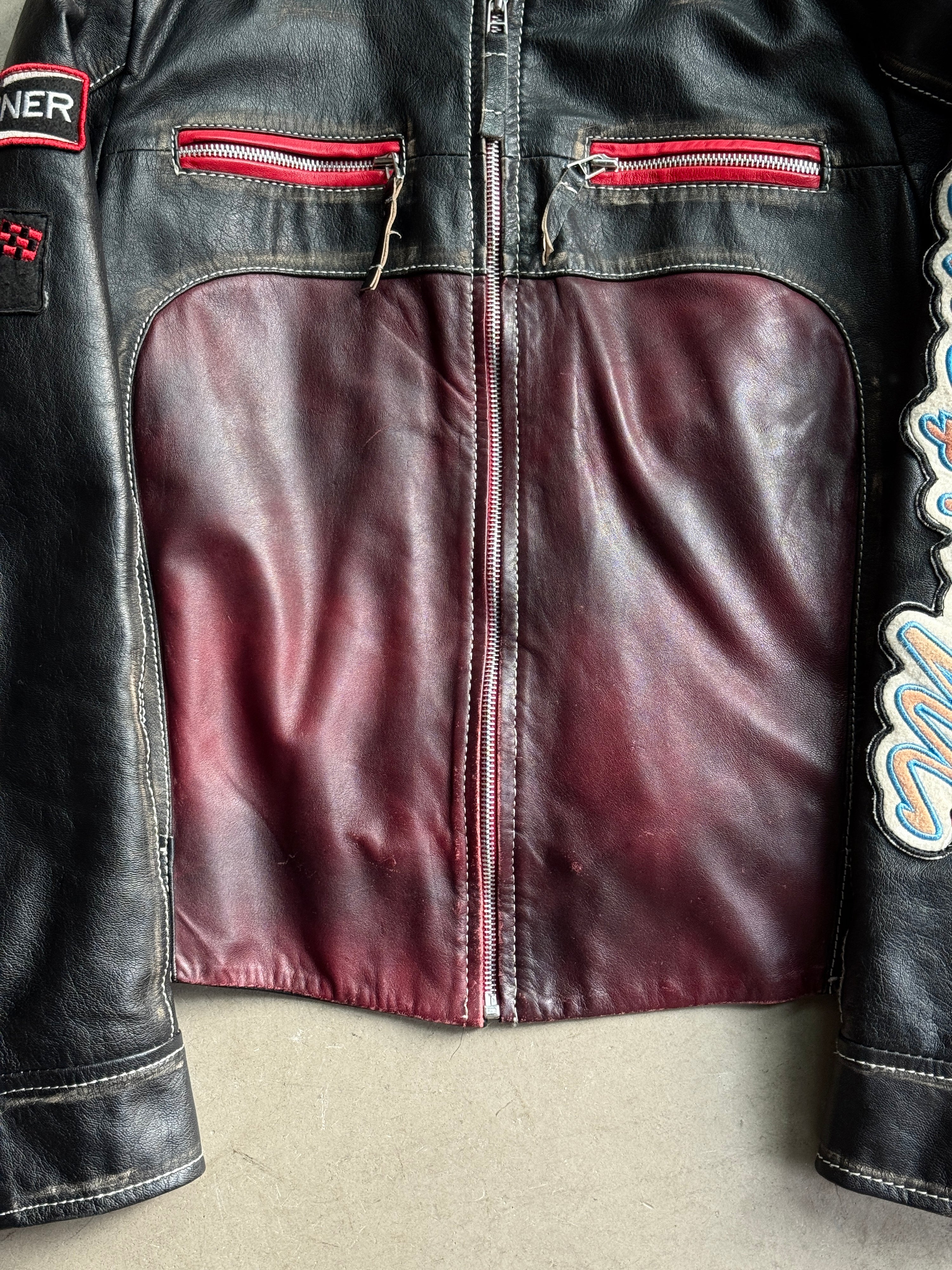Vintage Mustang "MSD32" Biker Leather Jacket Black - S