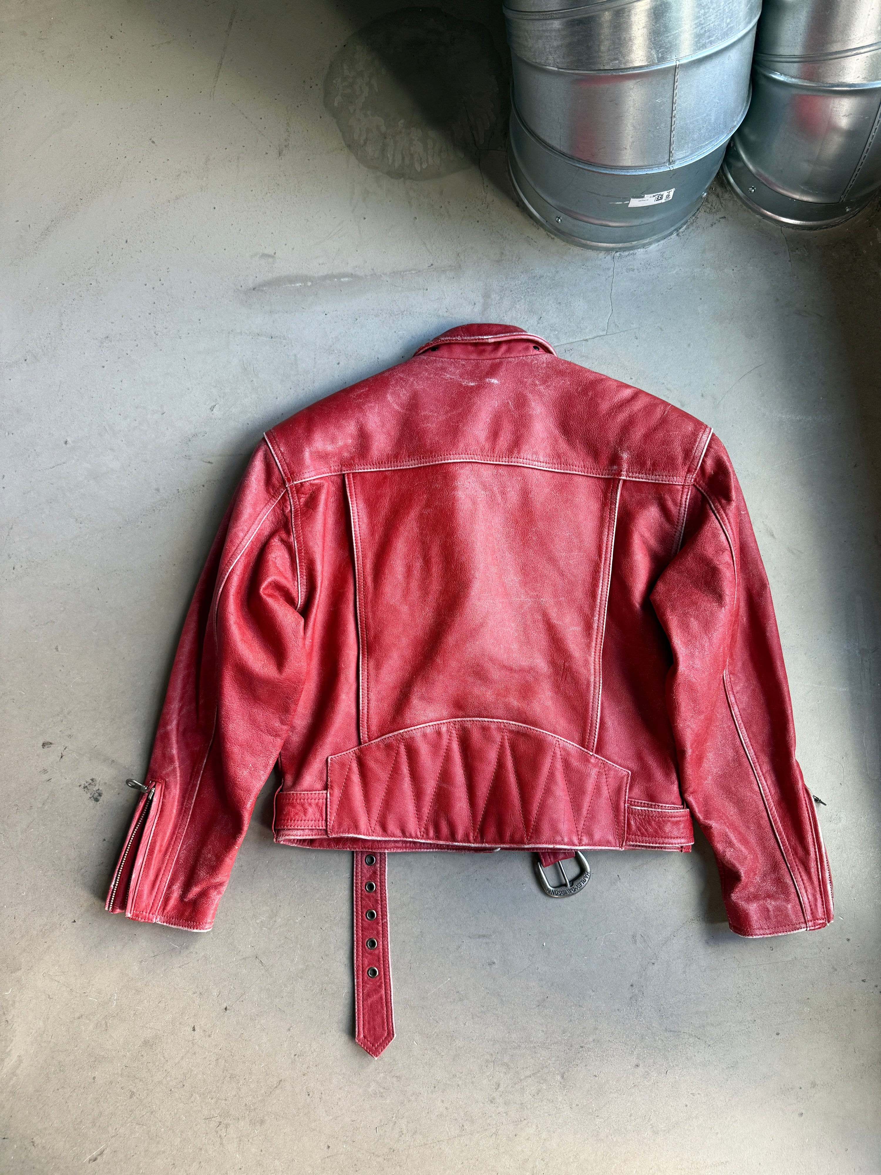 Vintage Bandana Lined Harley-Davidson Biker Leather Jacket Red - M