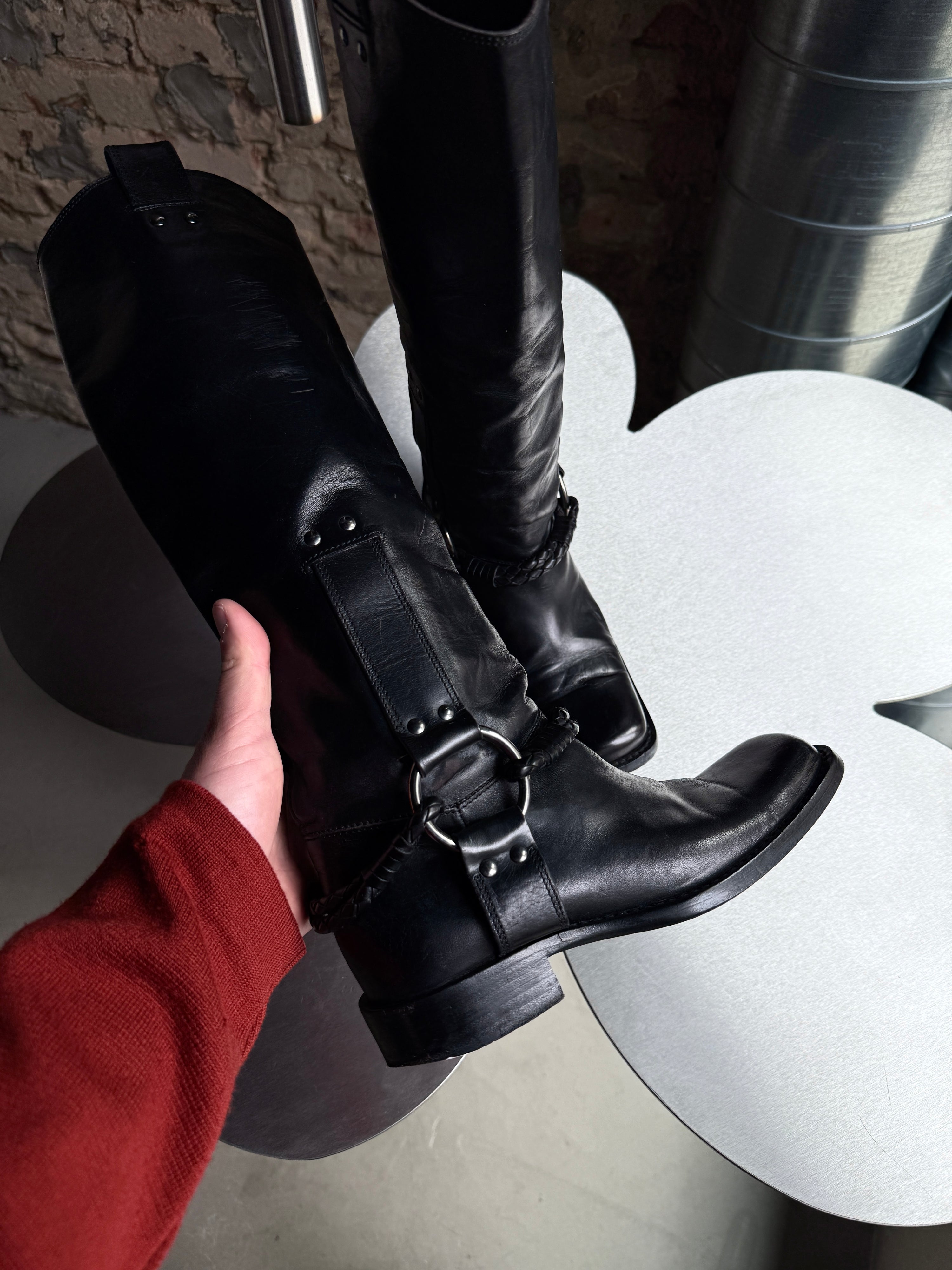 Bottega Veneta Leather Biker Boots Black - EU34