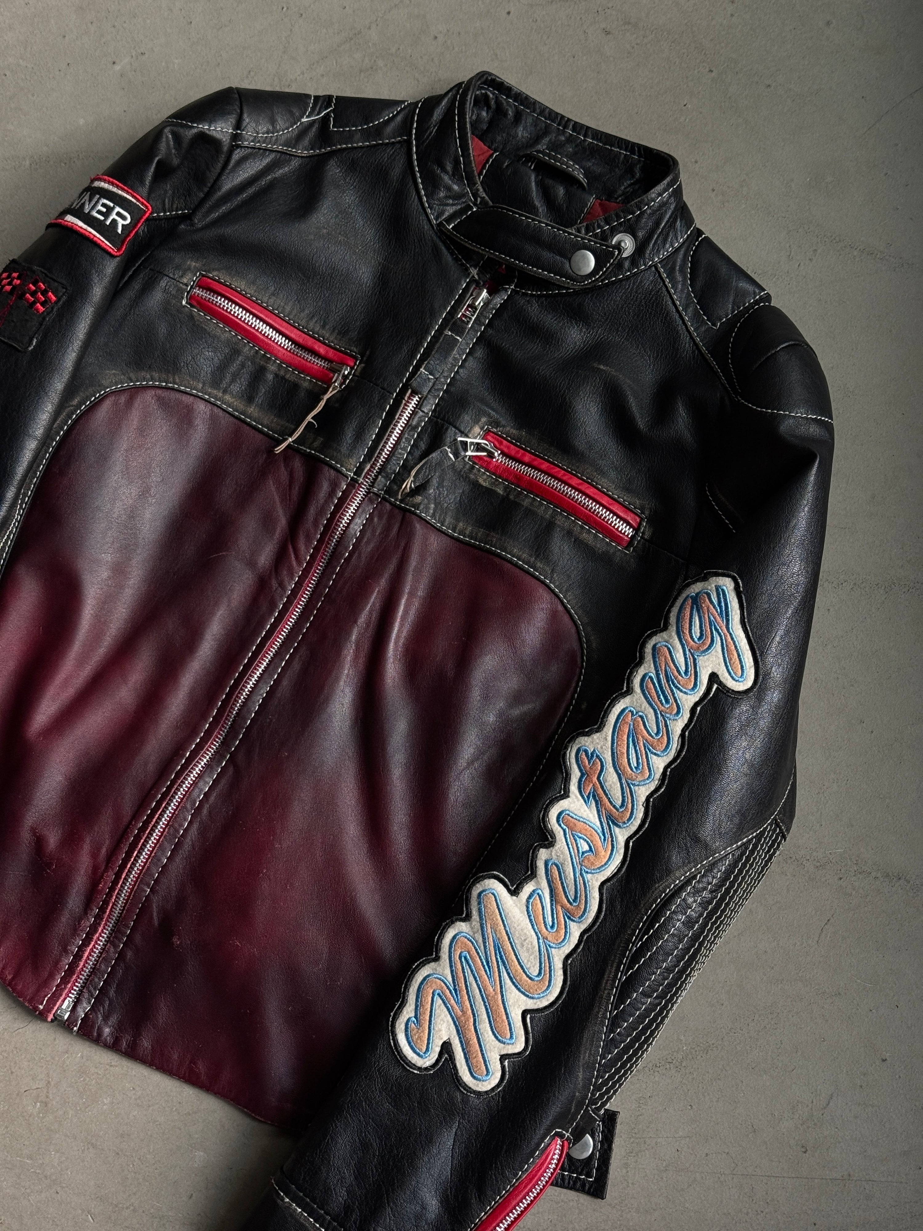 Vintage Mustang "MSD32" Biker Leather Jacket Black - S
