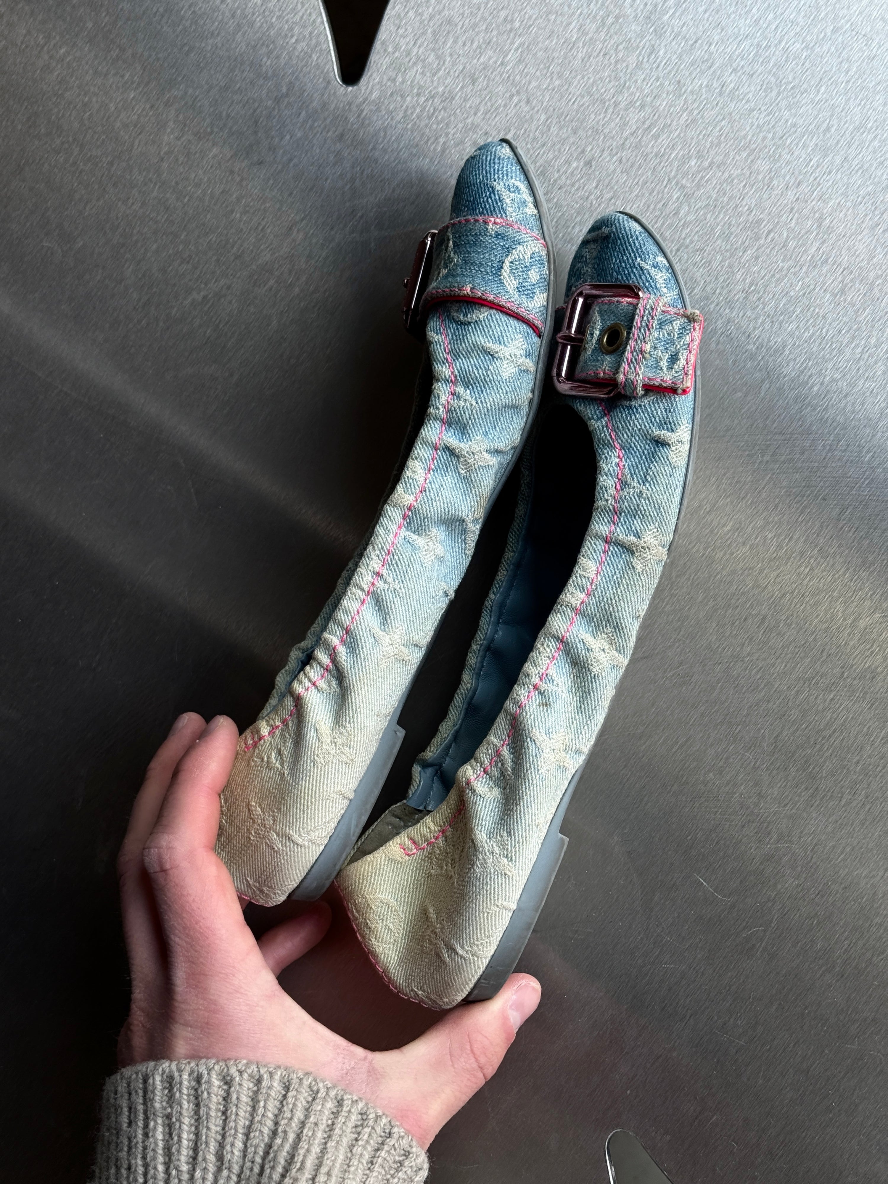 Louis Vuitton Blue Denim Ballet Flats (with Box) - EU 37.5
