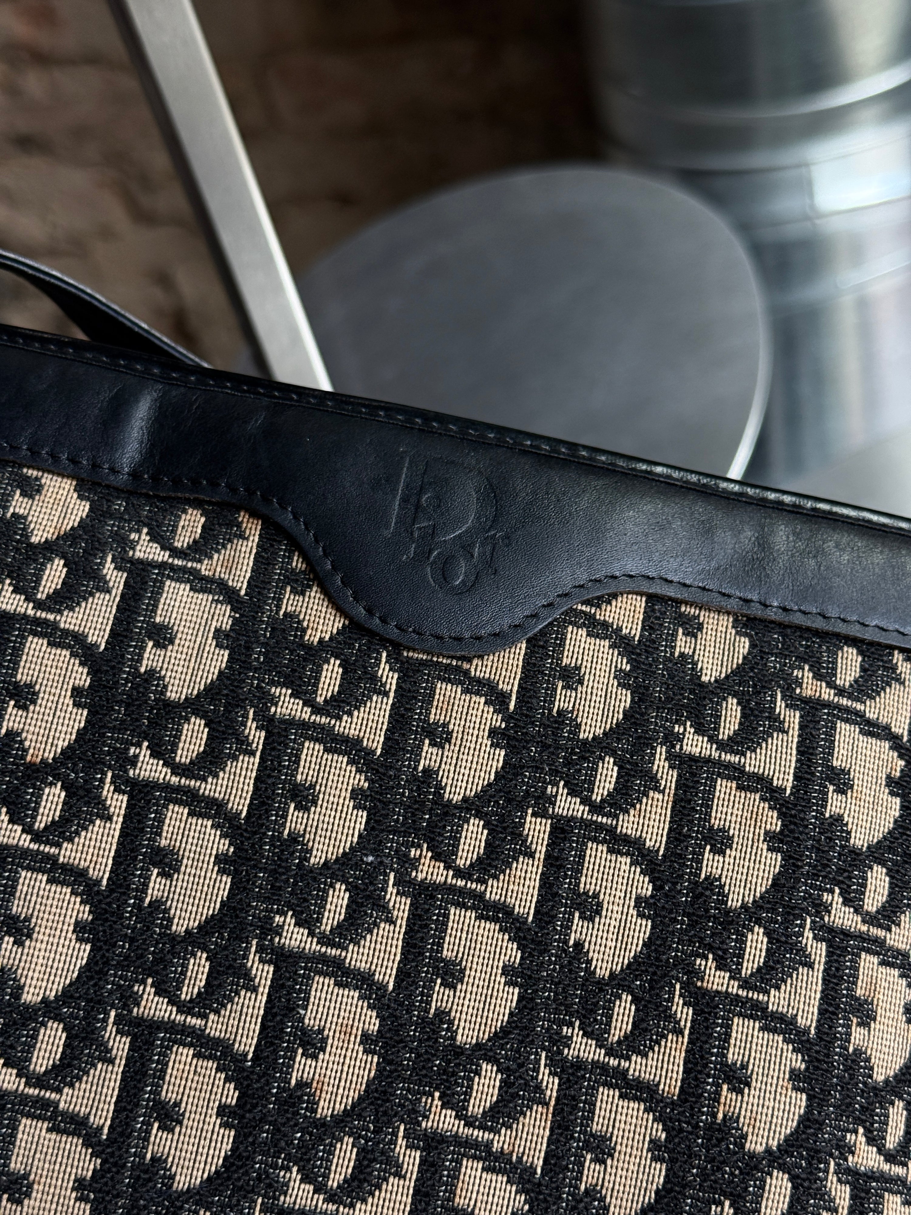 Vintage Dior Oblique Canvas Shoulder Bag