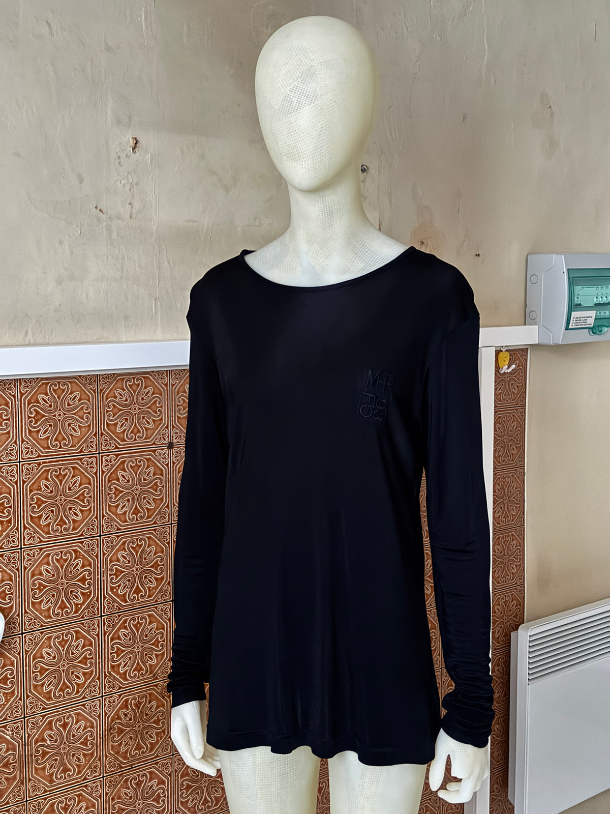 Vintage 1990s Limited Marithé + François Girbaud Logo Black Longsleeve - M