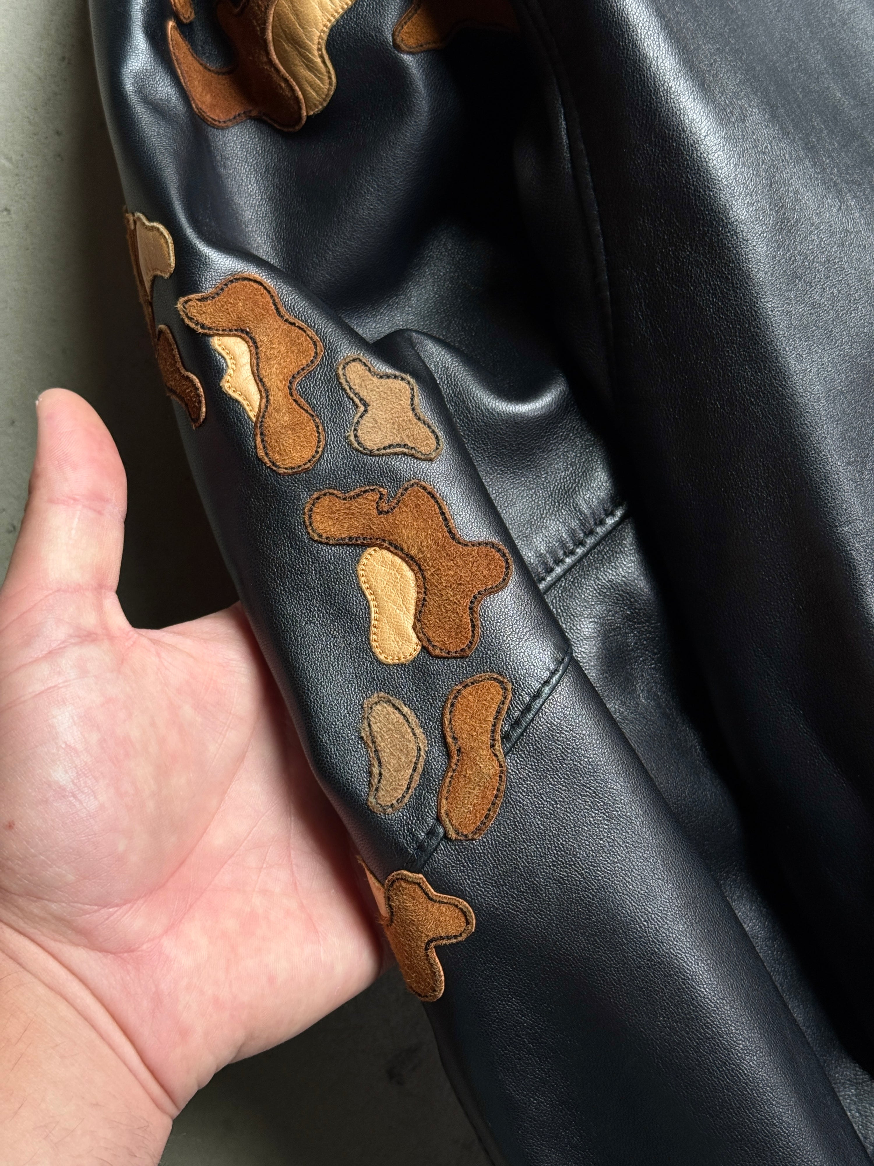 Vintage Jean Claude Jitrois Leopard Leather Jacket Black - M